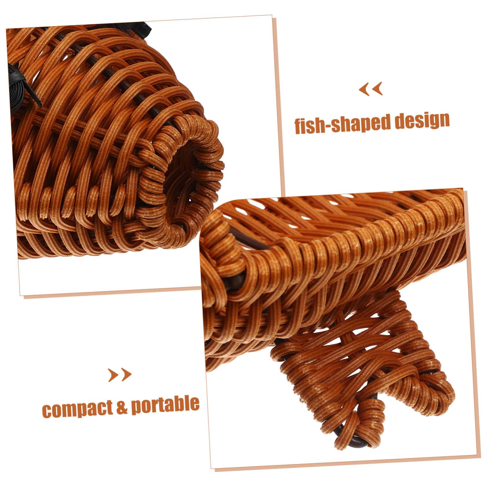 Cabilock Imitation Rattan Fish Shaped Fruit Storage Tray Versatile Kitchen Countertop Basket for Organizing Snacks and Dried Fruits Charming Decorative Serving Plate for Home Use