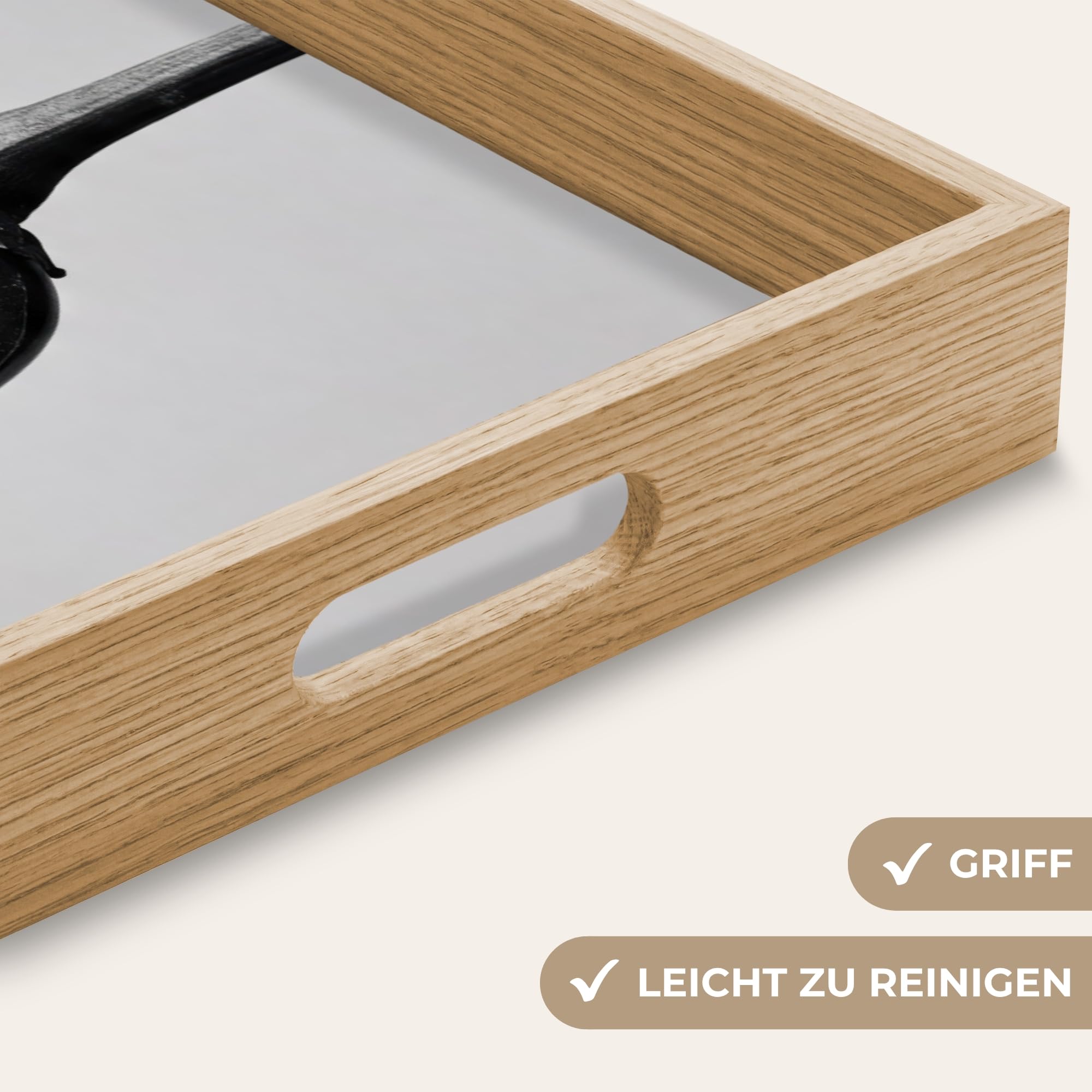 Holztablett Rechteckig 50x35 cm Küchentablett Servier Tablett Eiche Serviertablett Holz Servierplatte Mit Henkel Tray Kaffeetablett Paprika - Schwarz - Weiß - Saatgutrahmen