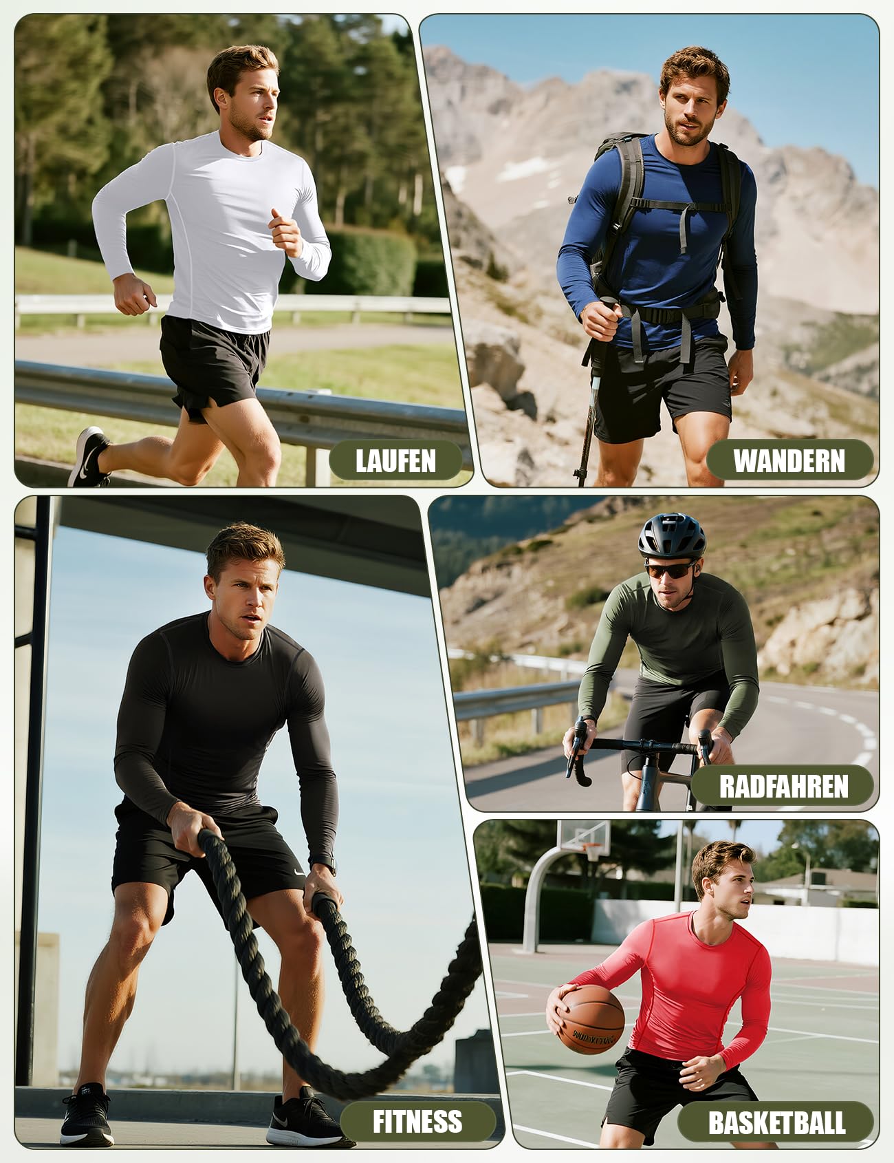 Niksa Kompressionsshirt Herren Langarm, Sportshirt Männer Atmungsaktiv & Schweißableitend, Funktionsshirt für Fitness, Laufen, Gym, Training (1er/2er Pack)
