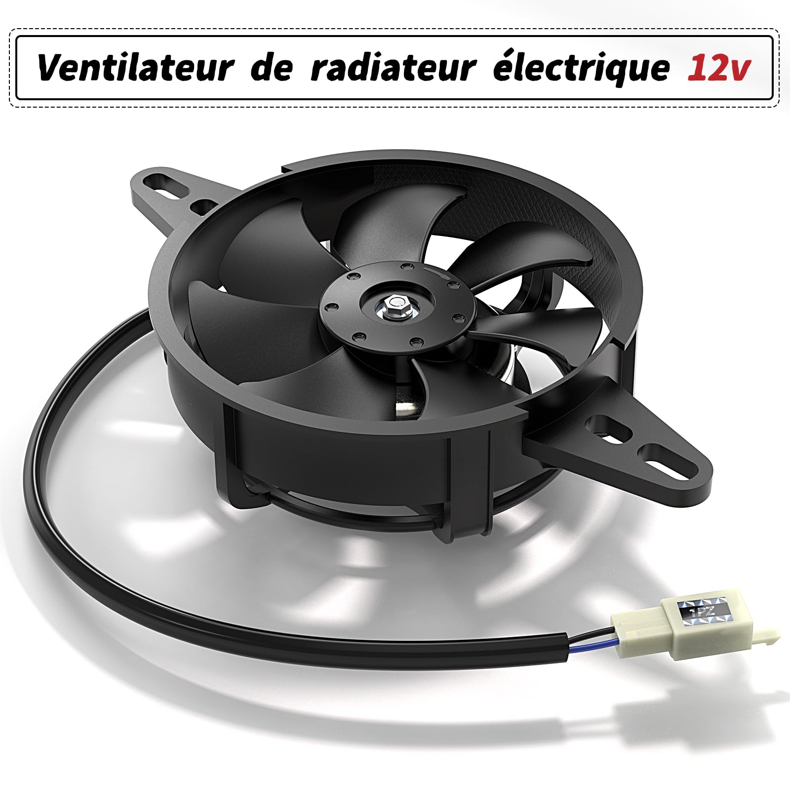 1PZ FR7-FS1 Moto Radiateur Ventilateur de Refroidissement par Aspiration Électrique - Pièce de Moto Universelle 12V 15W, Diamètre Personnalisé de 120mm, Adapté aux Vélos 150cc/200cc/250cc, VTT, Karts