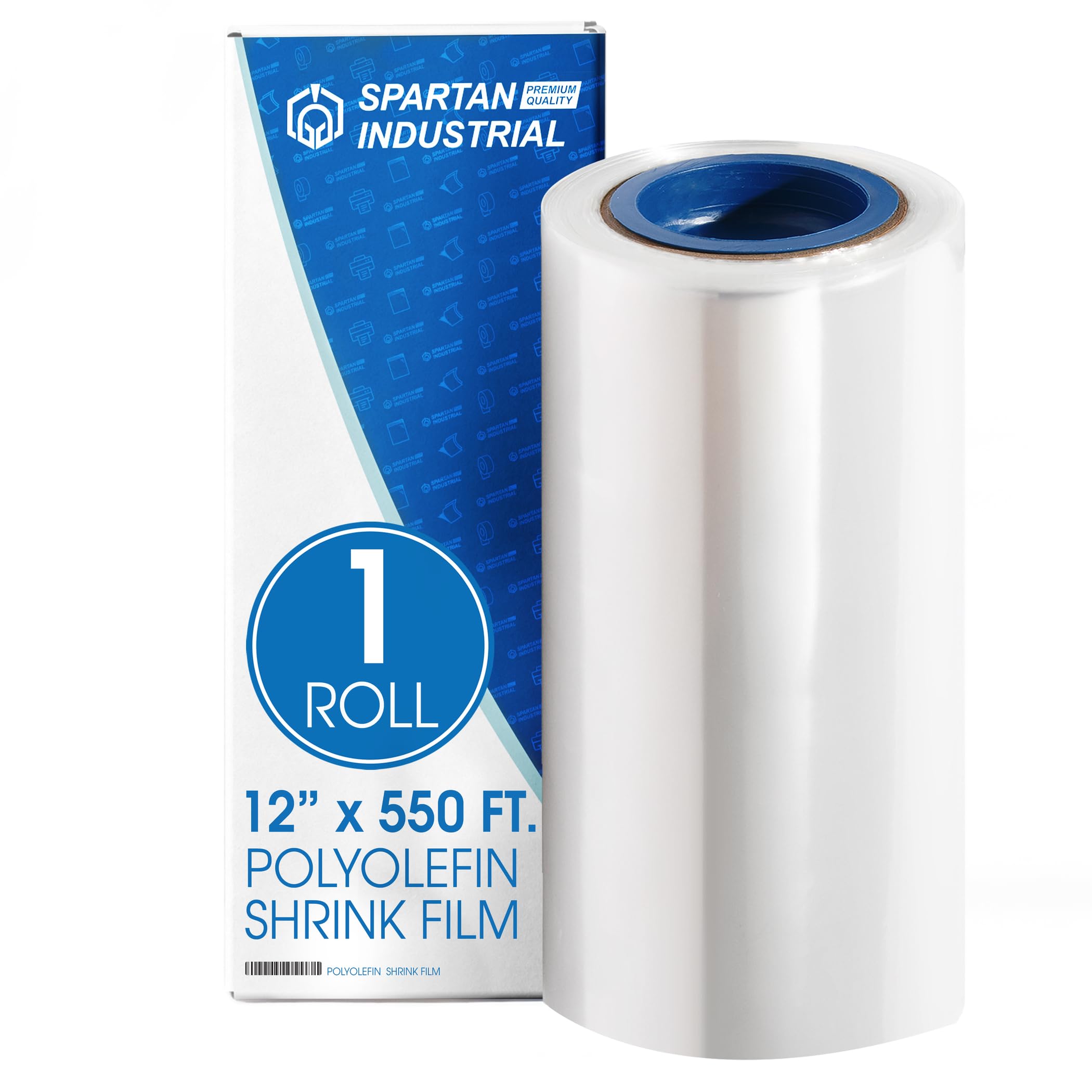 Spartan Industrial - 12" X 550' Polyolefin Centerfold Heat Shrink Wrap Roll - 80 Gauge Shrinkable Film for Packaging Books, Toys, Sporting Goods,