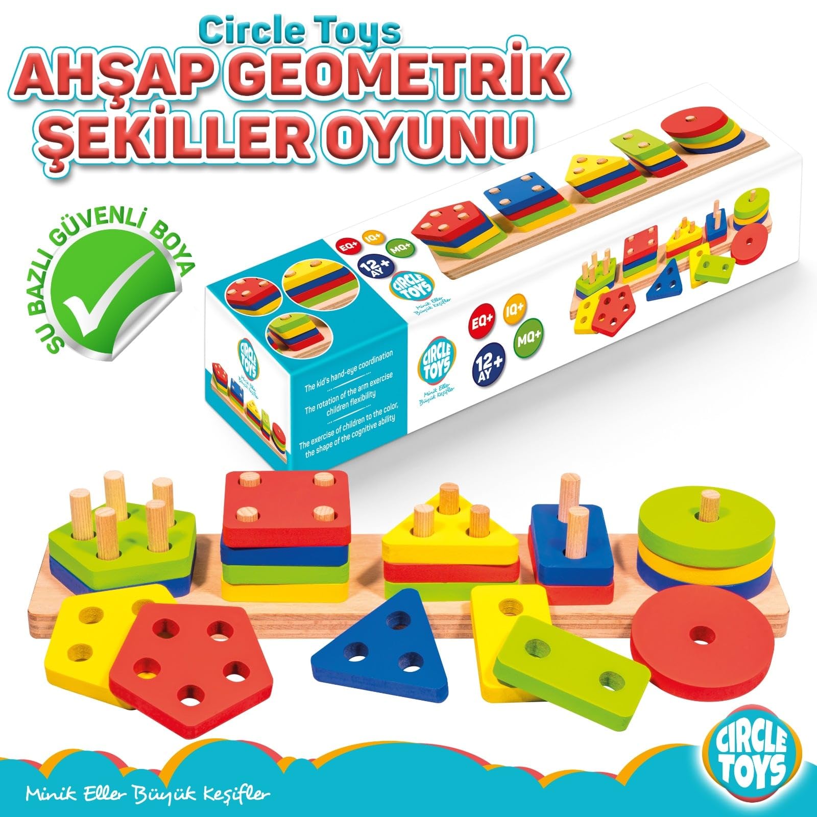 Circle Toys Ahşap Geometrik Şekiller 5'li