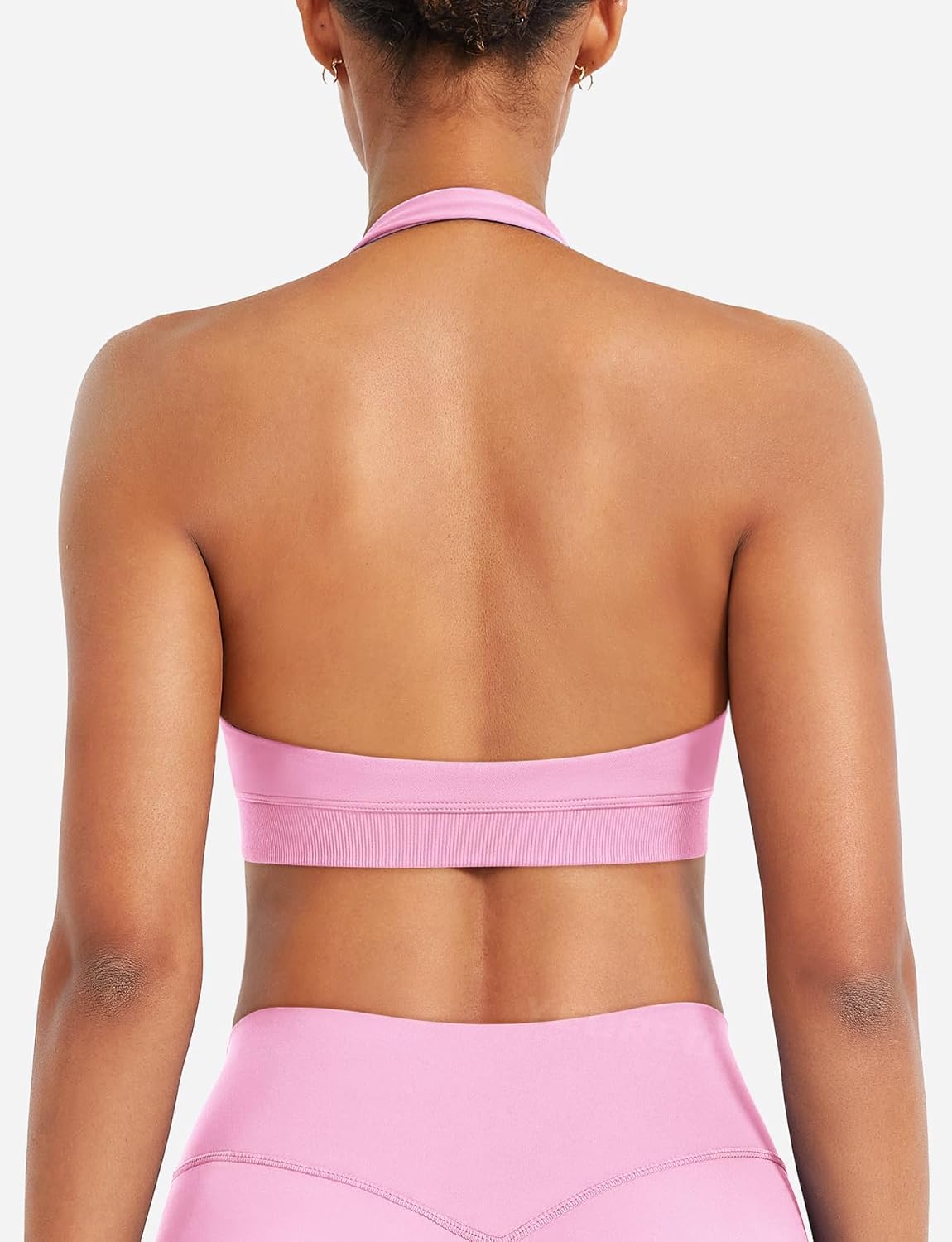 YEOREO SoftHue Women Halter Sports Bra Workout Seamless Padded Basic Bra Open Back Yoga Gym Crop Top
