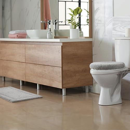 Miniatura 3 de TOWN & COUNTRY EVERYDAY Tapete de baño ultra afelpado con borde copetudo, suave y absorbente, parte trasera antideslizante, lavable a máquina, gris,