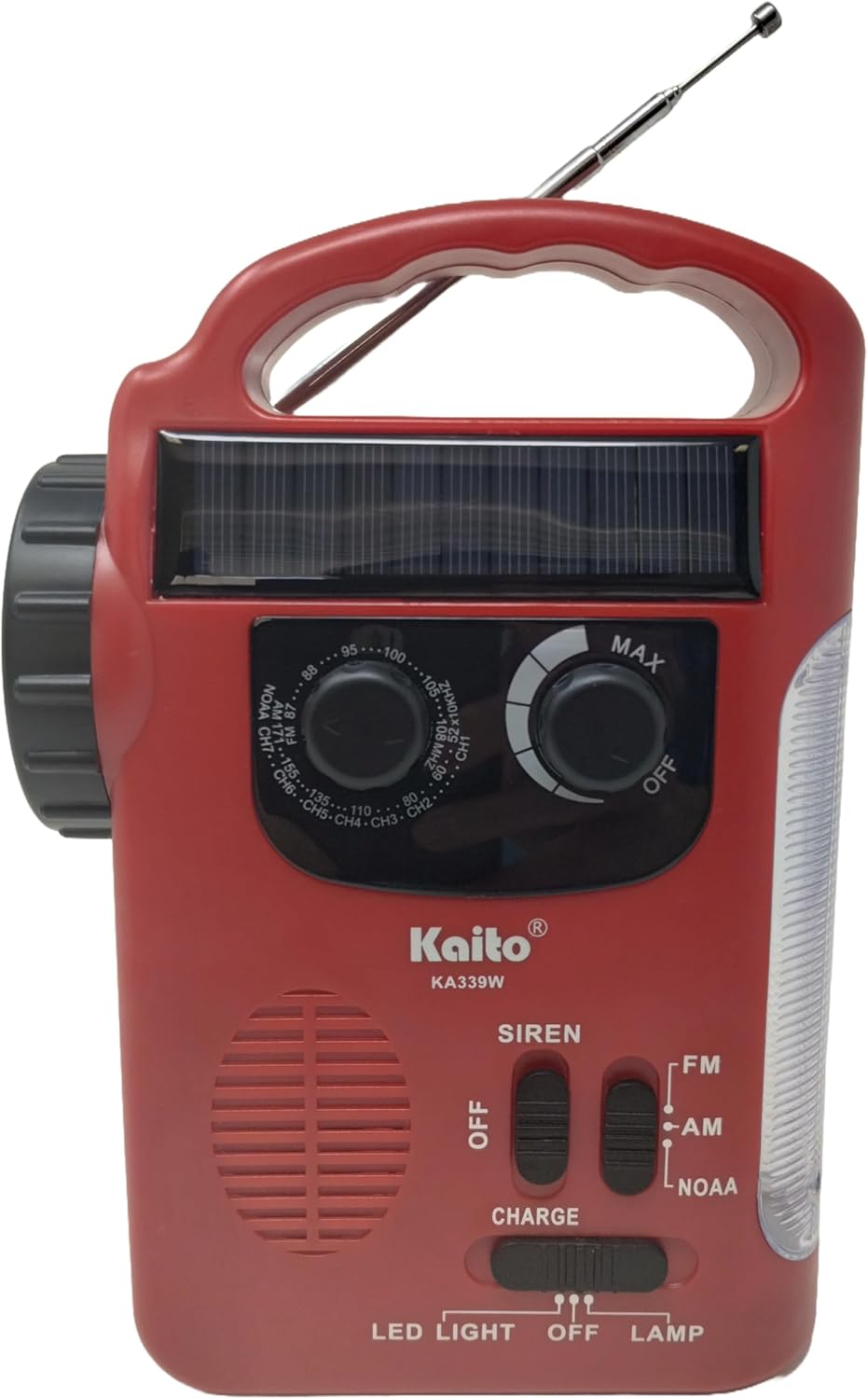 Kaito KA339W Solar Crank AM/FM NOAA Weather Emergency Radio Lantern with Flashlight Siren Ideal for Camping Hiking Power Outages and Emergency Preparedness