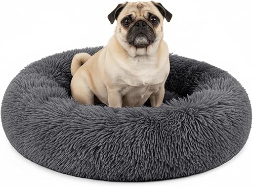 Miniatura 10 de PetAmi Cama calmante para perros y gatos pequeños y medianos, 23 camas redondas en forma de dona, cama lavable y esponjosa de piel sintética para