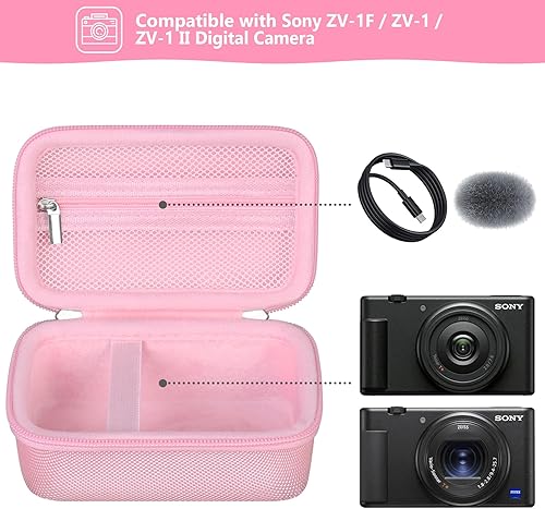 Miniatura 2 de Funda rígida de viaje para cámara digital Sony ZV-1, cámara Sony ZV-1 para creadores de contenido y vloggers, bolsa protectora con bolsillo de malla