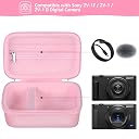 Supmay Hard Travel Case for Sony ZV-1F / ZV-1 / ZV-1 II Digital Camera, Vlogger Camera Storage Holder Travel Bag with Zipper Mesh Pocket for Battery Pack, Charging Cable, USB Card, Pink gallery image