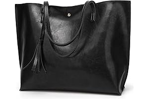 Women's Soft Faux Leather Tote Shoulder Bag from-Trendy,Big Capacity Tassel Handbag