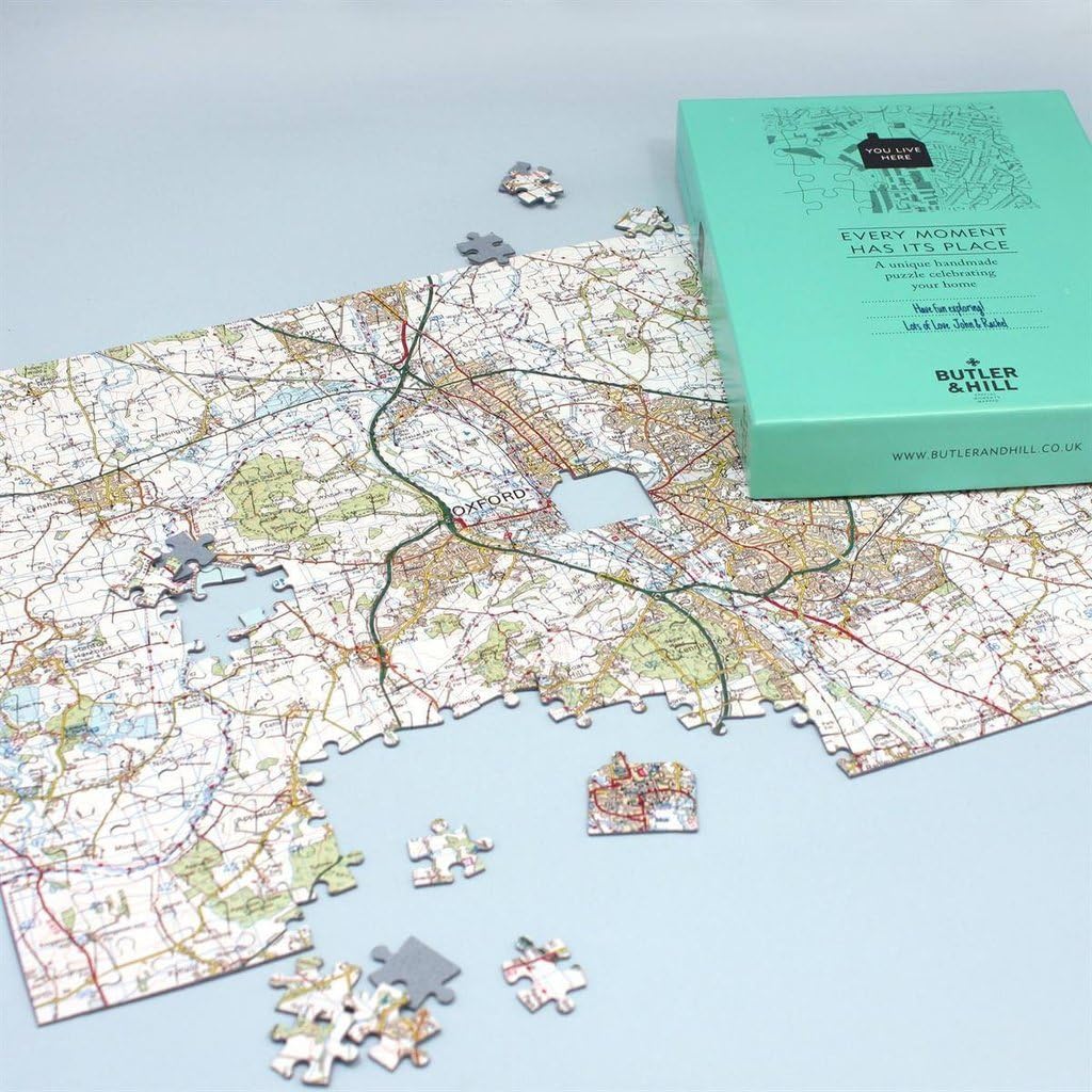 Hometown Map Personalized Jigsaw Puzzles For Adults – 400 Piece Custom UK Location Puzzle with House-Shaped Centrepiece - Personalised Puzzle Gift for Birthdays & Anniversaries – (18.5×12.5 Inch)