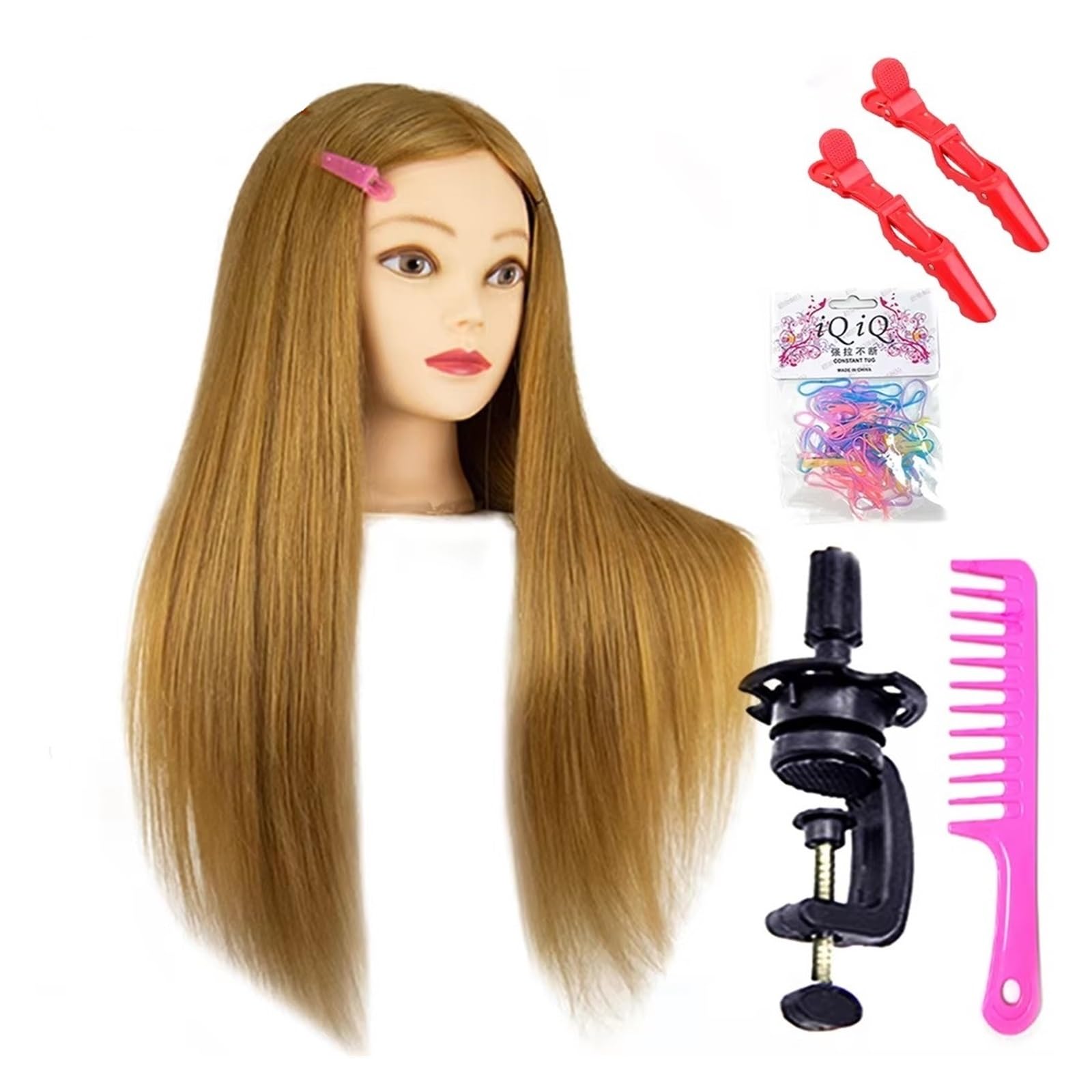 26 Inch Long Mannequin Head With 85%Real Human Hair,Training With , Doll For Styling,Cosmetology Manikin