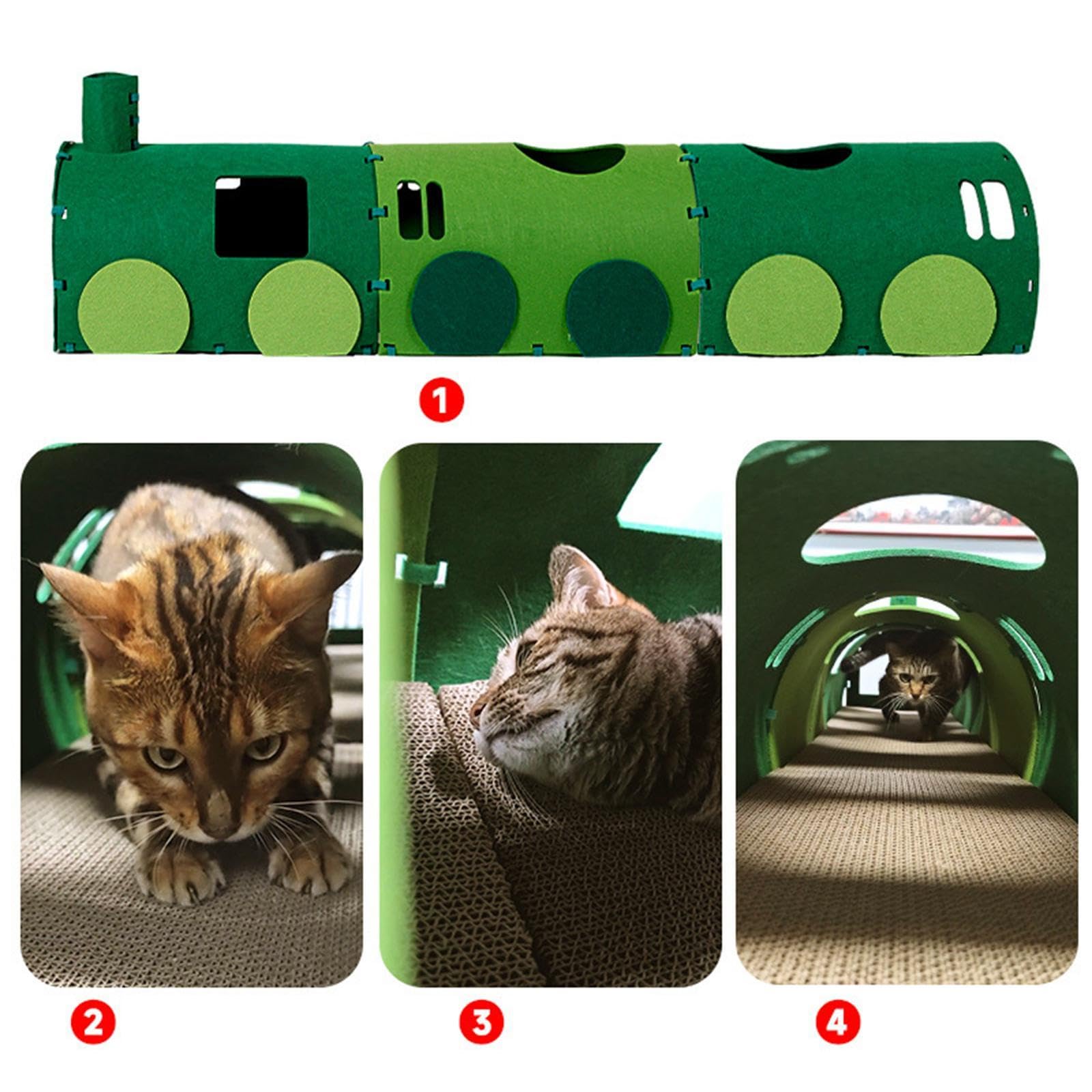 Cat Tunnel Tubo Juguete Interactivo Cama Tablero de Rascar Cueva para Esconderse Material Fácil de Limpiar Adecuado para Gatos Perros Hurones en