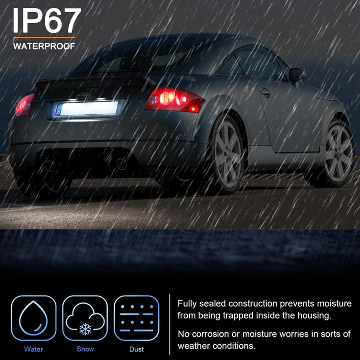 Światła LED do Tablicy Rejestracyjnej Białe Ksenonowe BEZ BŁĘDÓW Compatible For Audi TT MK1 8N 1999-06 Roadster 8N9 1999-2006 Coupe 8N3 1998-2006 Wodoszczelne Oświetlenie Tylne 6000K 2 Sztuki
