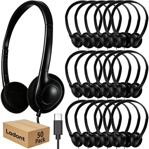 50 Pack USB C Headphones Bulk for School Classroom