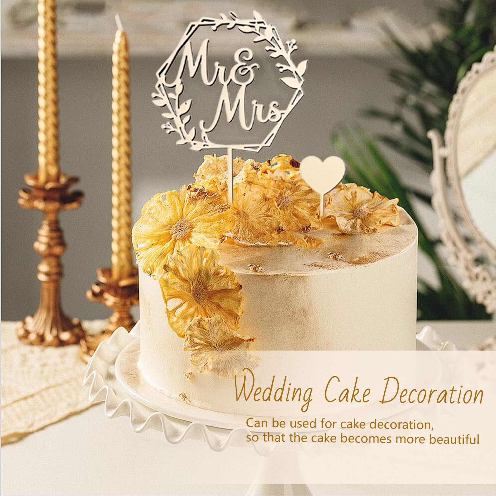 Mr & Mrs Tortenaufsteller Aus Holz - Elegante Hochzeits-Cake-Topper Für Torte & Kuchendekoration