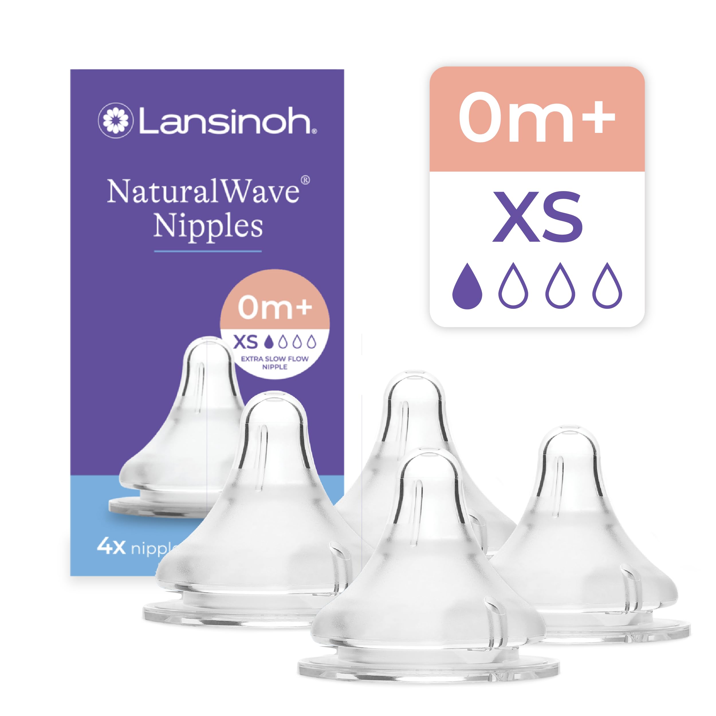 Photo 1 of Lansinoh NaturalWave Baby Bottle Nipples, Medium Flow (4 Count)