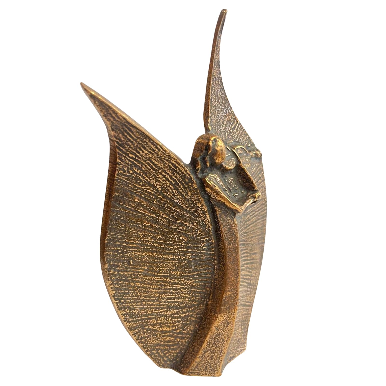 Herzmensch Bronze Engel Figur mit Geige musizierend aus massiver Bronze 6,8 x 11,8 cm als Geschenk zu Hochzeit, Weihnachten und Geburtstag, besondere Anlässe