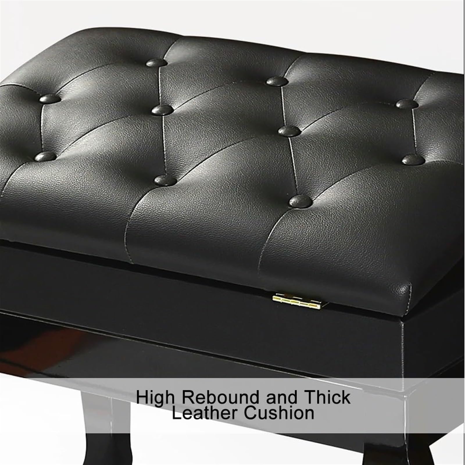 Meiiron Verstellbarer Deluxe-Klavierhocker aus Massivholz mit Notenfach - 10 cm höhenverstellbare Klavierbank for Guzheng-E-Piano(Black)