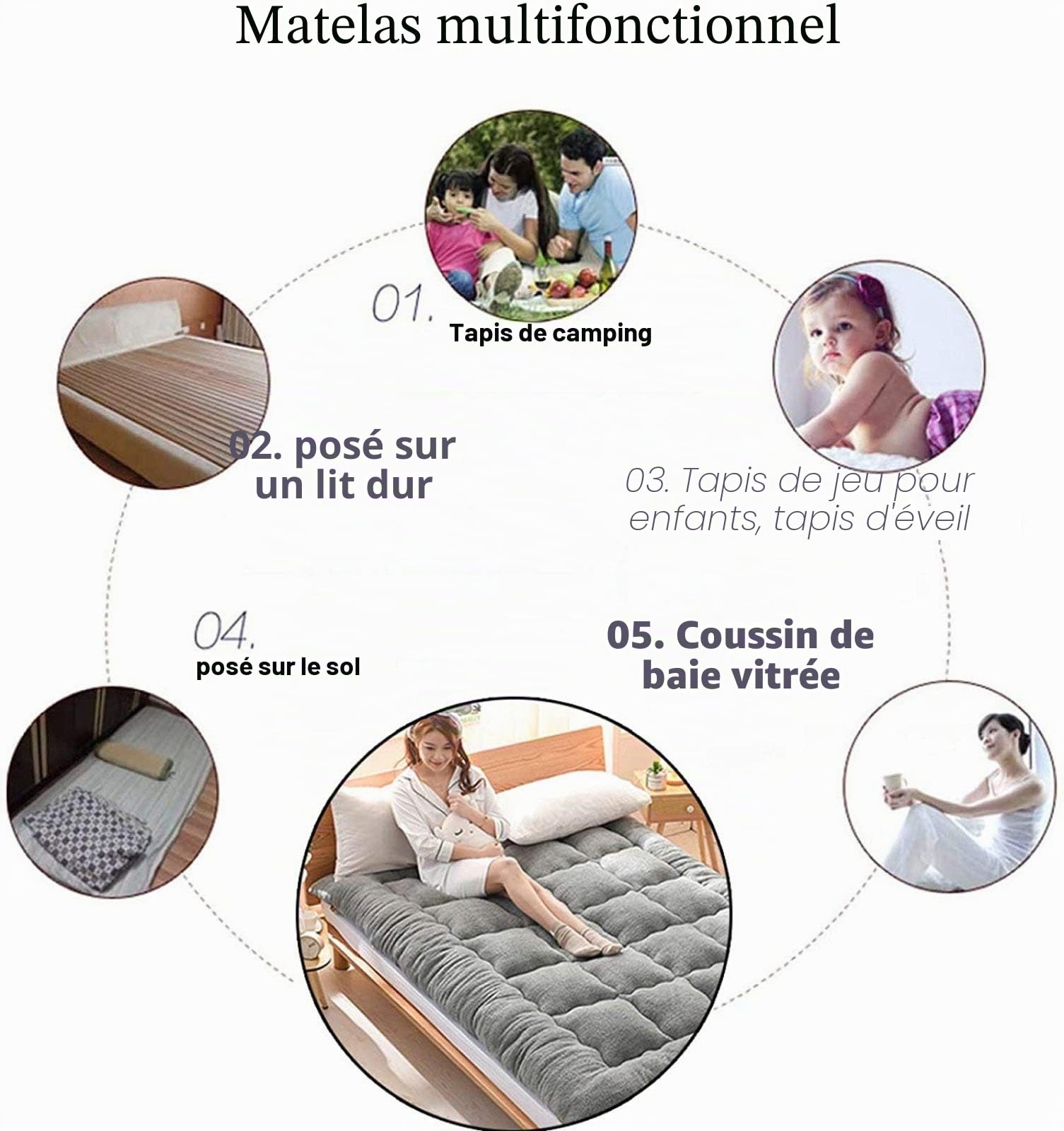 MLHK Tatami Japons Matelas de sol pliable épais en mousse à mémoire de forme respirant Marron 90 x 200 cm