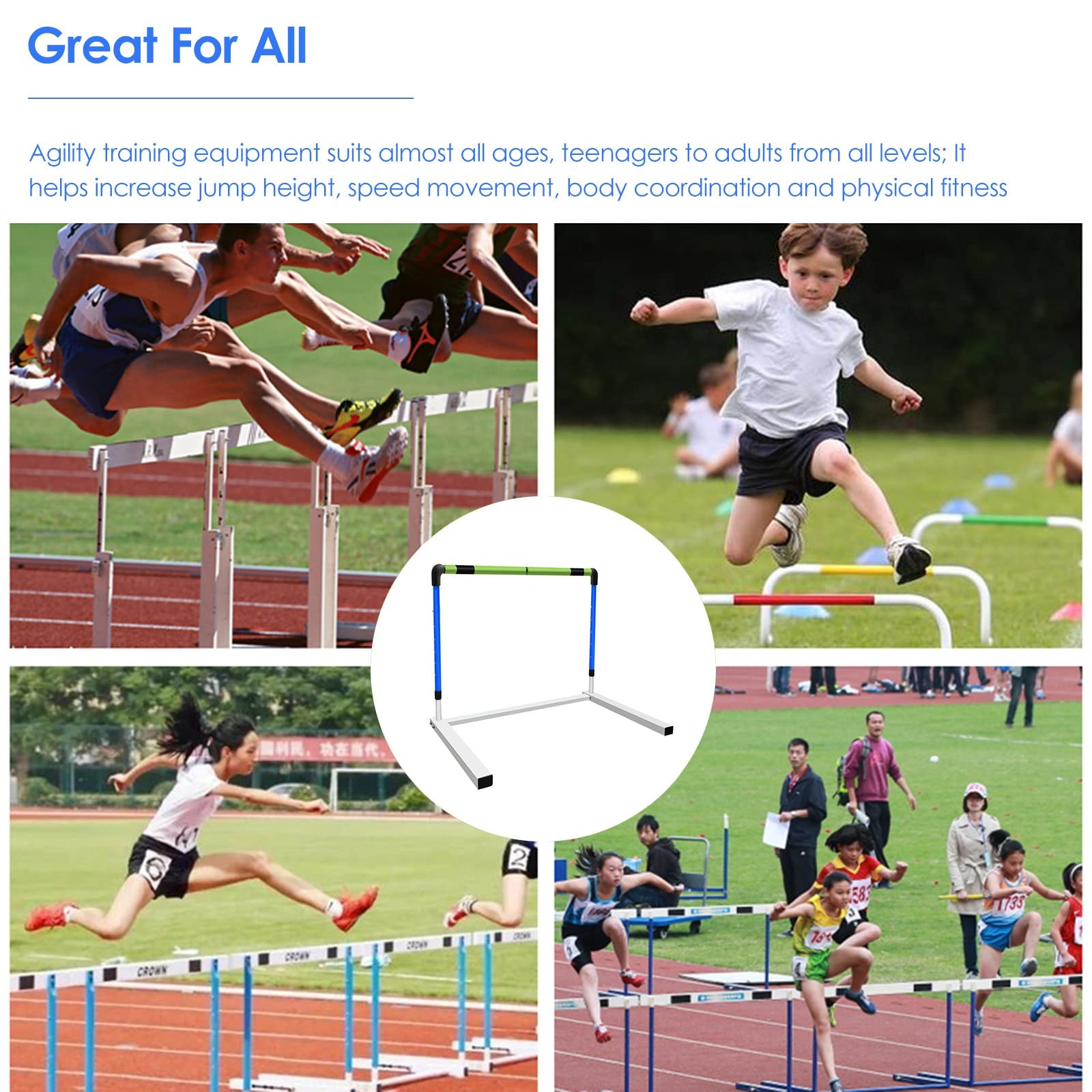 Verstellbare Hürden für Sportler, langlebiges Geschwindigkeits- und Beweglichkeitstrainingsset, Sportübungsgeräte, Hindernislauf für Outdoor-Fitness- & PE-Kurse