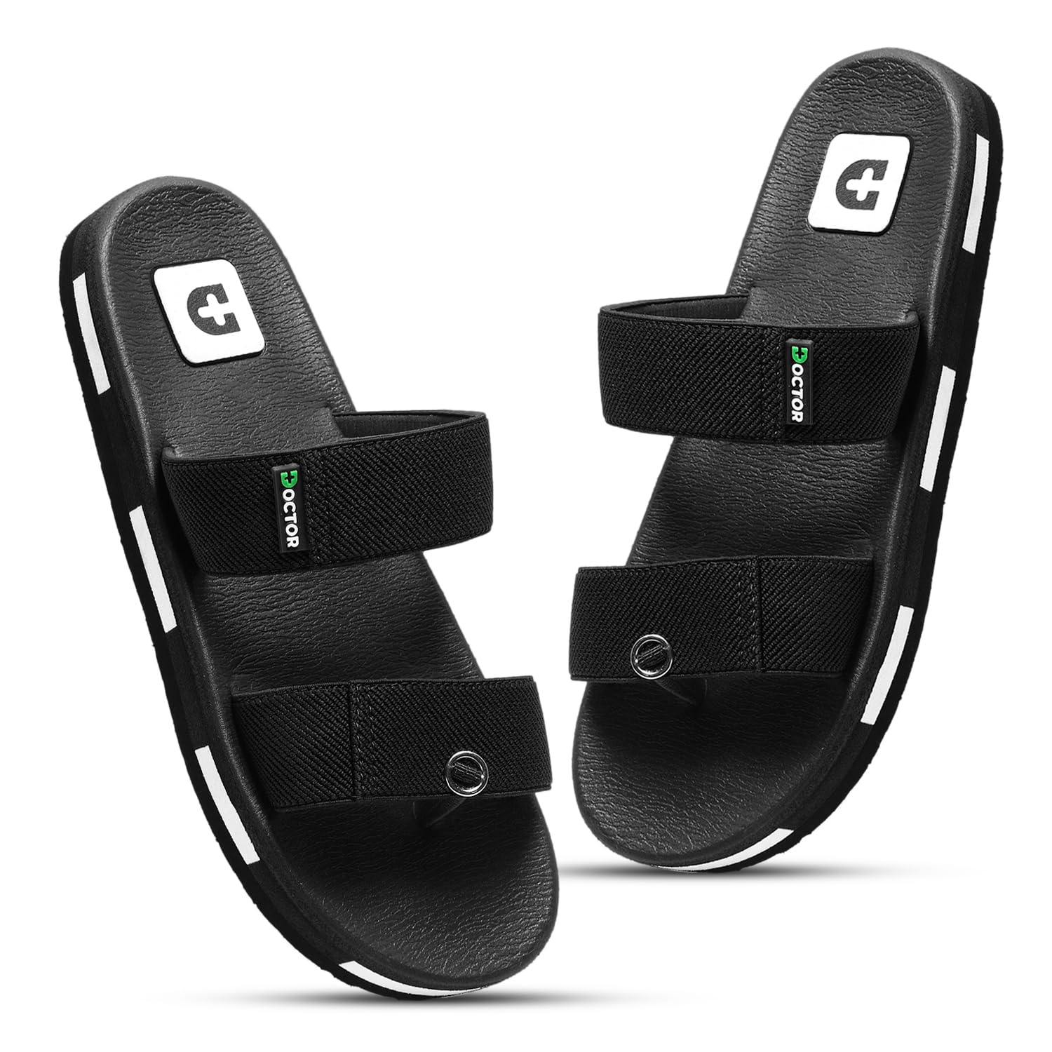 DOCTOR SUPER SOFT Men’s Double Strap Black Slides - Image 1