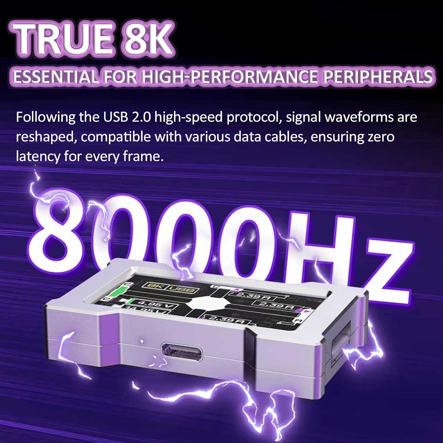 Conmutador USB 2.0 De Escritorio, Concentrador USB para Juegos 8k, Estación De Acoplamiento Hub, con Pantalla Personalizable, Almacenamiento De hasta 77 Imágenes, Modo Mtt