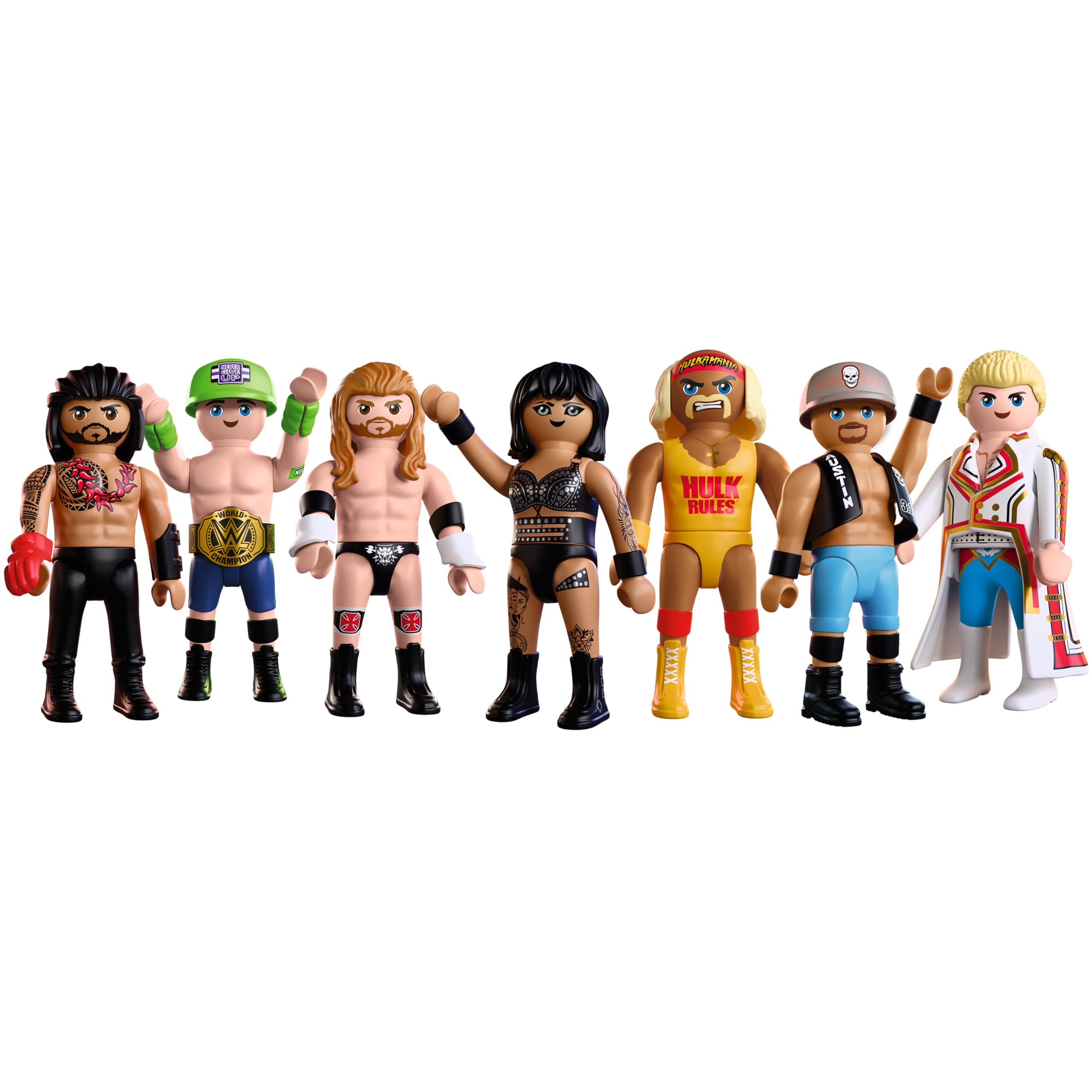 Playmobil | WWE | Figure Set | Wrestling stars featuring Hulk Hogan, Stone Cold Steve Austin, Roman Reigns, Cody Rhodes, Rhea Ripley, Triple H and John Cena | For children aged 4 and up | 210527