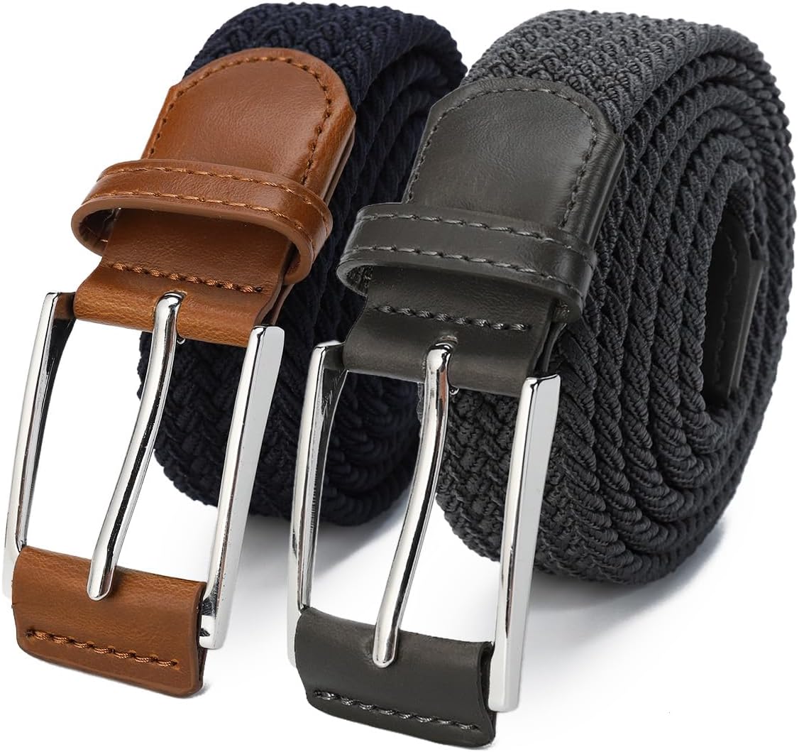 GLITZALL Elastic Mens Stretch Belt,Men Gift Woven Braided Web Belts for Golf Pants Shirts Jeans,Size Up to 57"