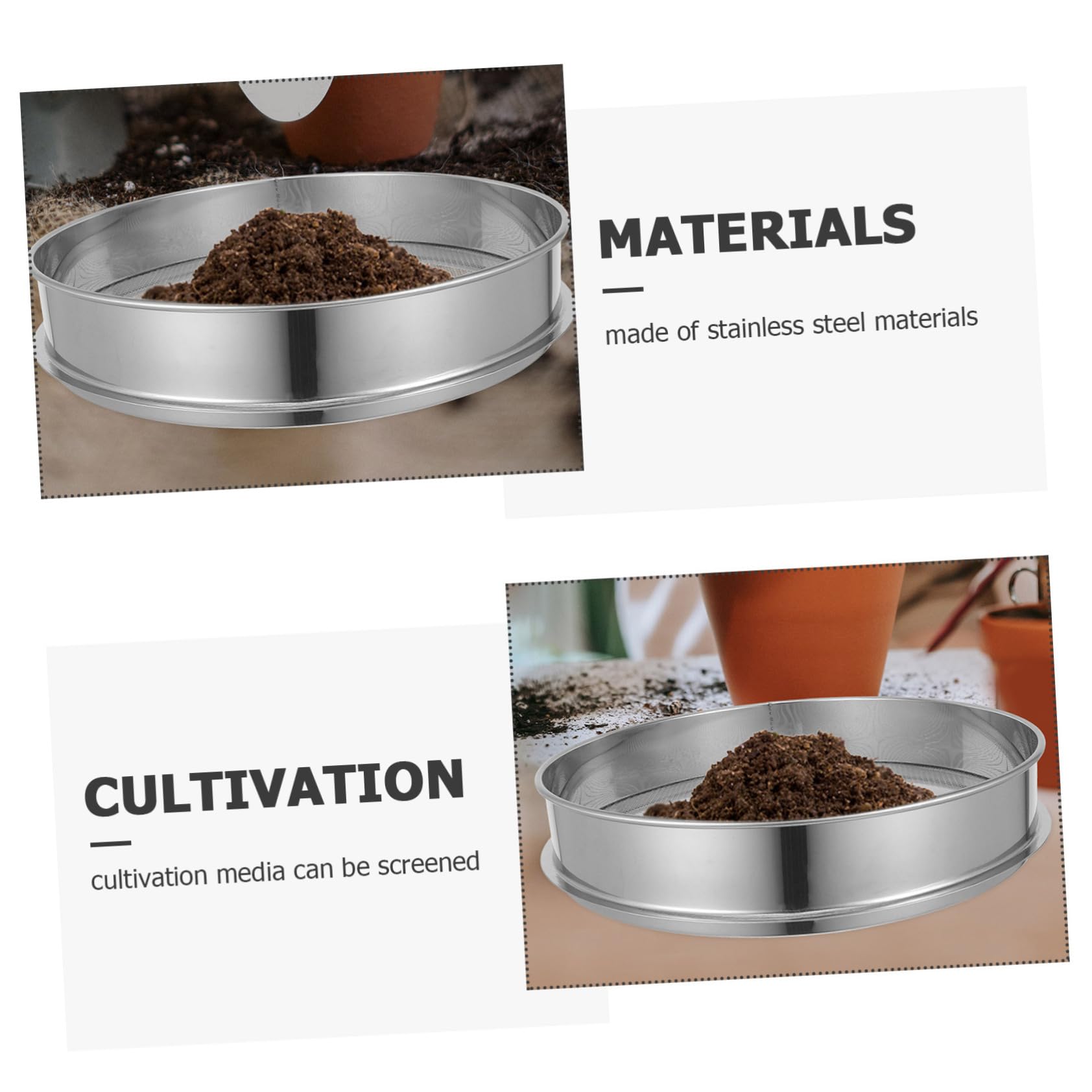 PartyKindom Setaccio in acciaio inox per giardinaggio, strumento multiuso setaccio a terra rotondo, 40 cm, per compost e pavimento e solido