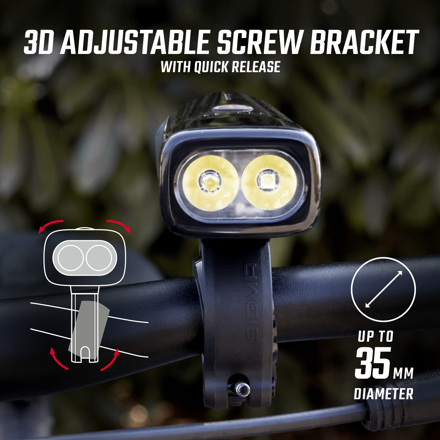 SIGMA - Buster 1100FL / Buster 1100 HL/Buster 1100 z zestawem świateł tylnych Buster 150 RL | Światło rowerowe LED 1100 lumenów | Akumulator przednie światło z pięcioma trybami oświetlenia