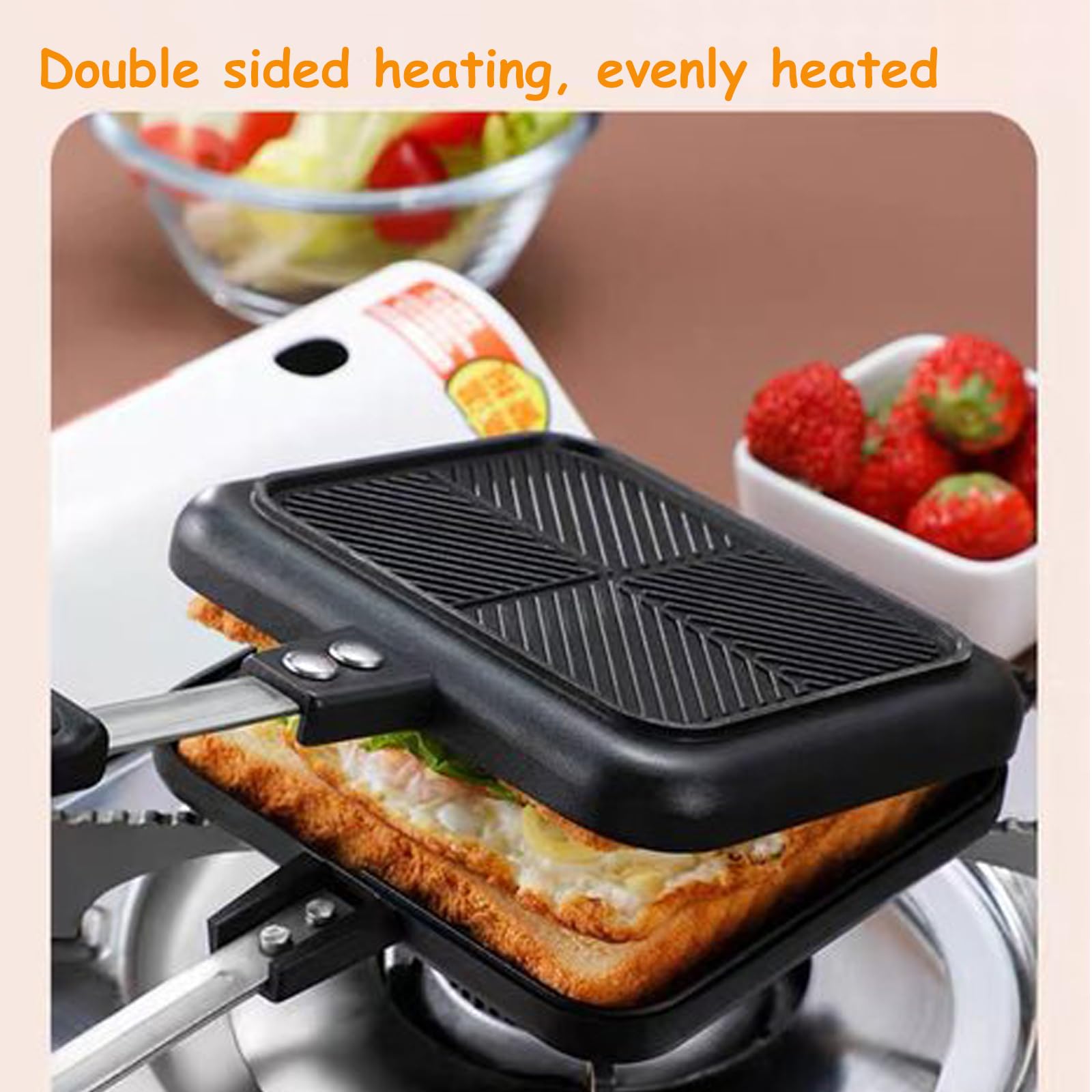Appareil à Sandwich Double Face Anti-Adhésif - Mini Skillet Poêle Panini Tortillas Camping Voyage