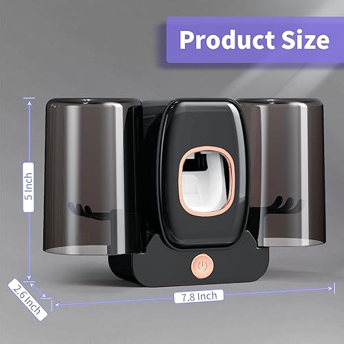 Miniatura 7 de Wekity - Soporte para cepillos de dientes para baños, dispensador automático de pasta de dientes y pasta de dientes, ahorra espacio, soporte para