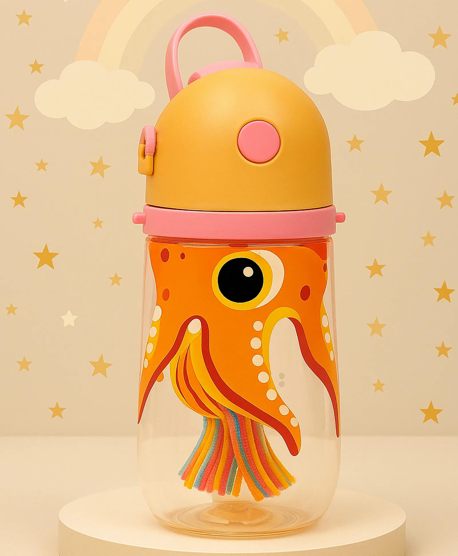 The Cheeky Kidzz Baby Sipper Straw 600ml Horn Sippy Bottle Cute Attractive Print with Strap BPA Free Liquids Feeder for Toddlers/Infants/Kids (Design 7)-image-36