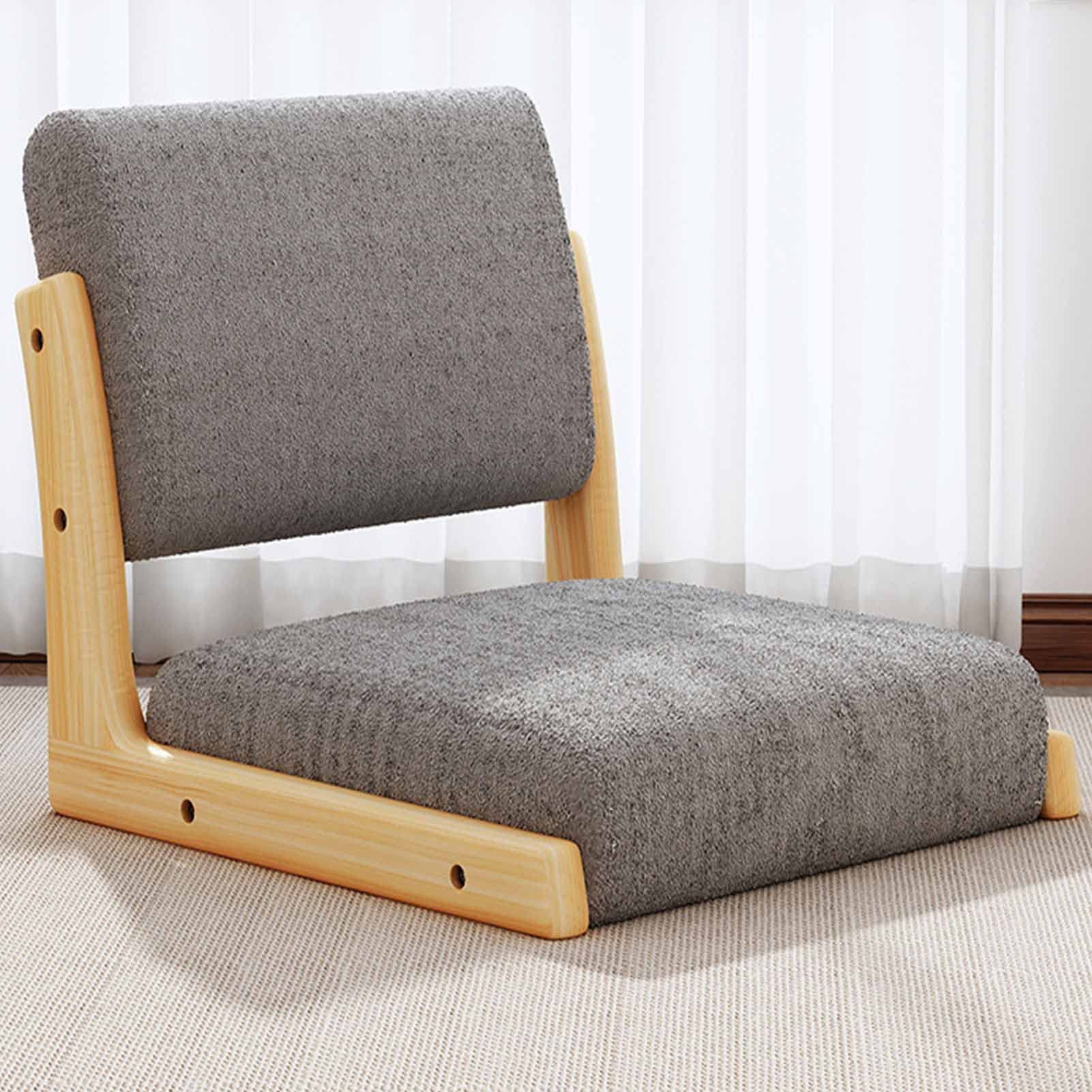Chaise de sol en bois LoJax avec support dorsal coussin tatami japonais