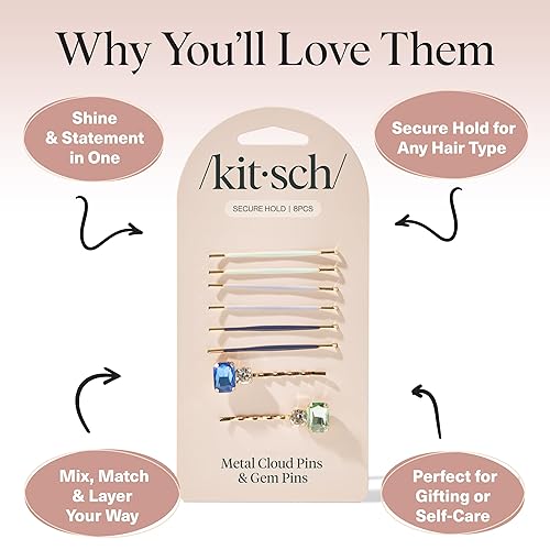 Miniatura 4 de Kitsch Mini alfileres decorativos  Horquillas de metal de moda para cabello de mujer  Pasador de Bobby pequeño para cabello fino  Alfileres rubios