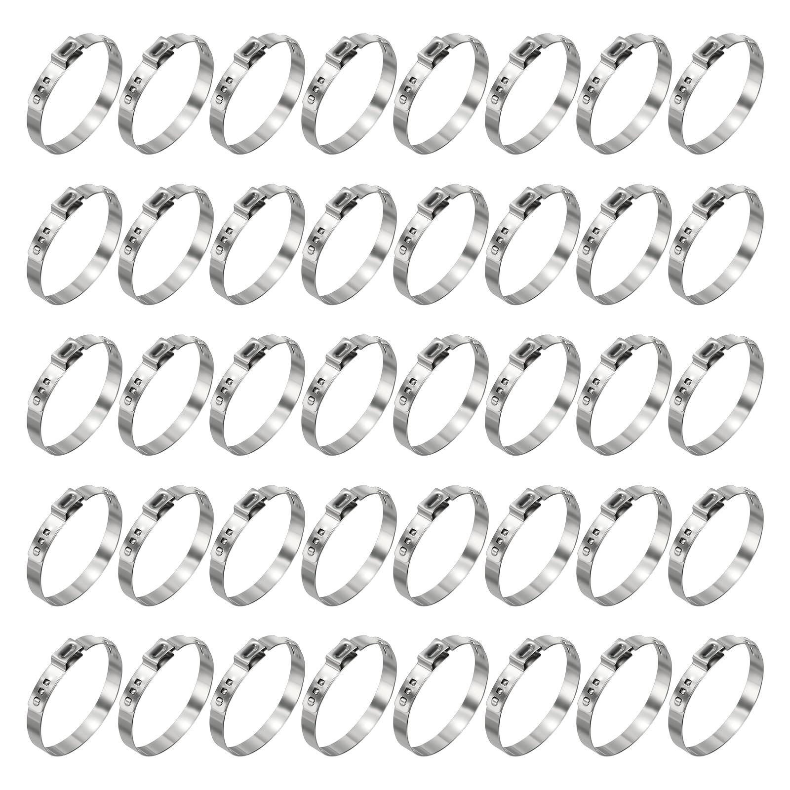 Kozelo 40Pcs Stainless Steel Adjustable 37.8-41mm Single Ear Hose Clamps