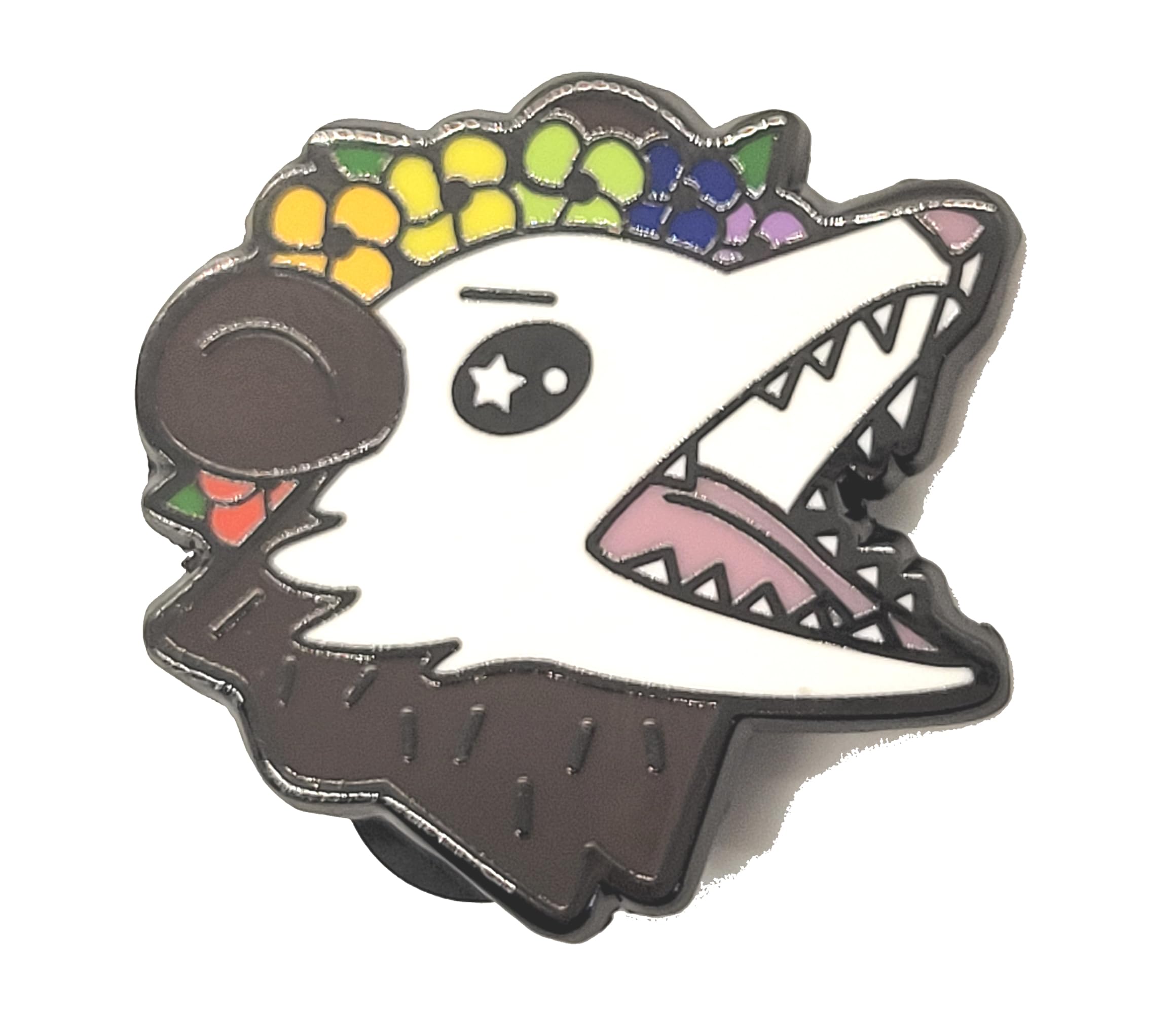 Gay Pride Possum in Flower Crown Screams in Gay | Rainbow Trash Opossum Enamel Pin | LGBTQ Pin