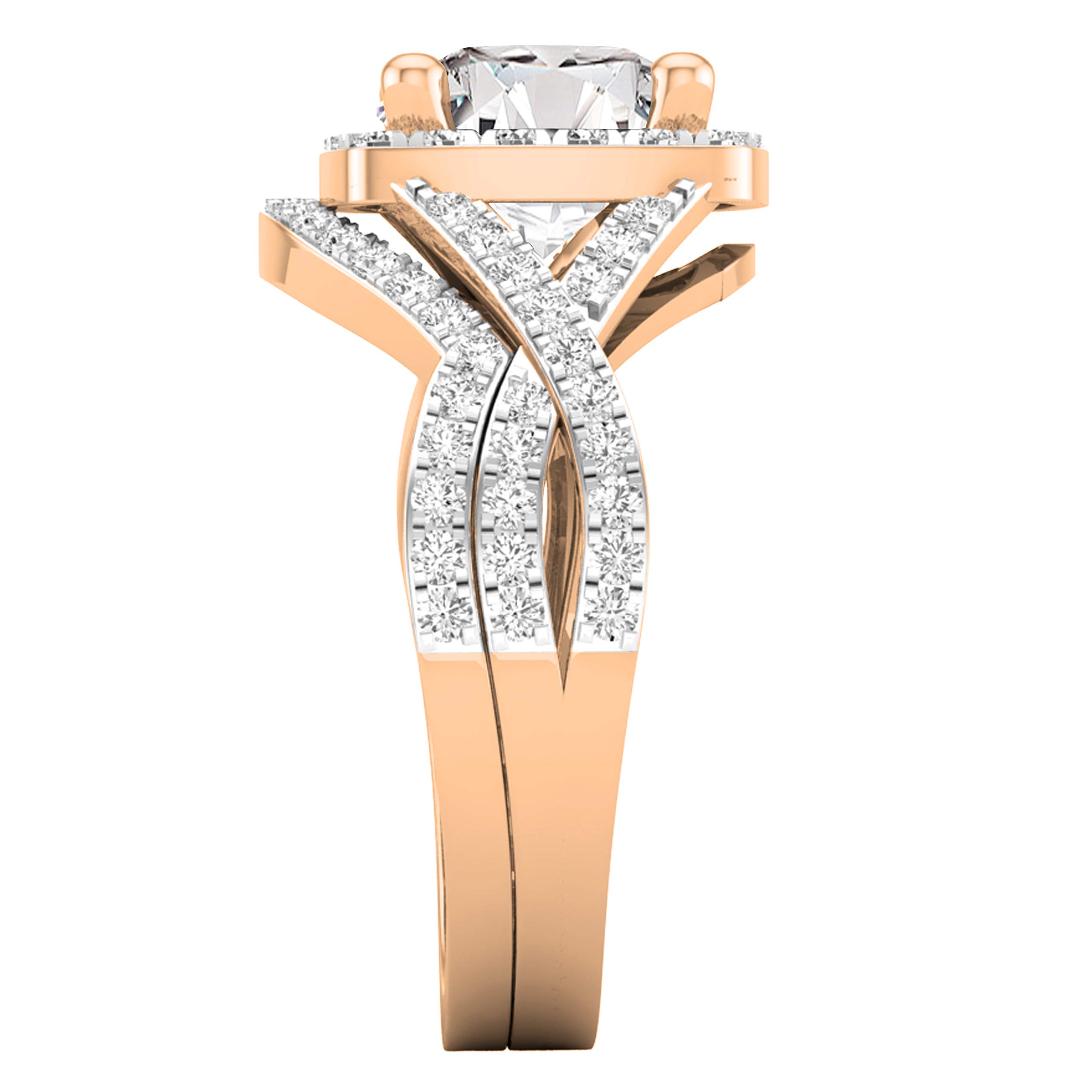 DazzlingRock Collection 10 quilates oro rosa redonda White Zafiro blanco creado en laboratorio Cubic Zirconia