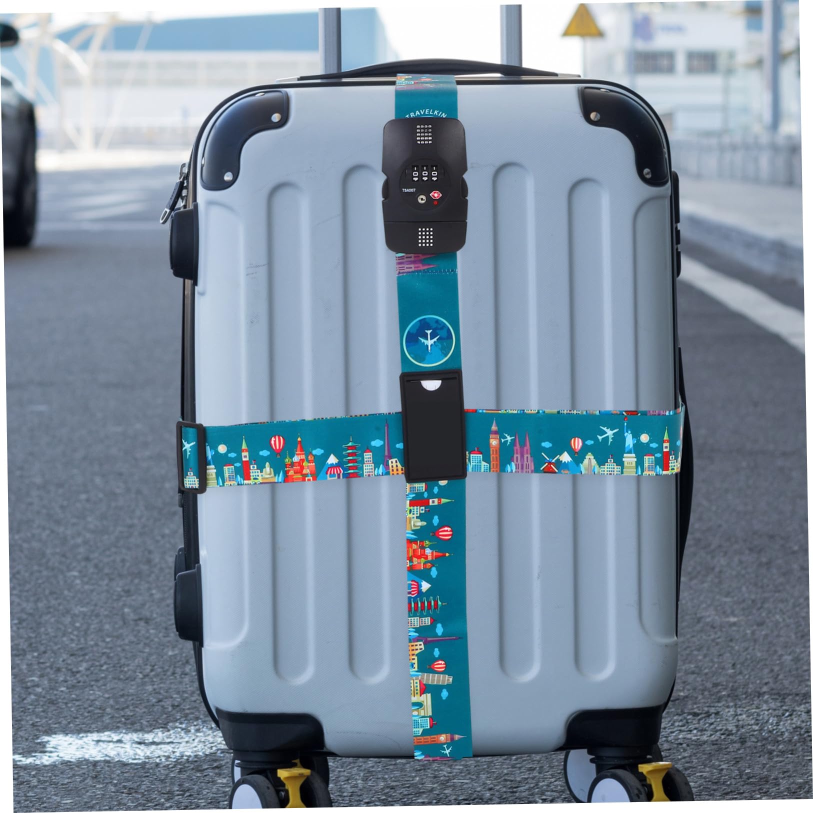 NUOBESTY Cinghia Sicurezza Bagagli con Lucchetto Tsa in Poliestere | Regolazione Tramite Fibbia, Chiusura con Combinazione, Uso da Viaggio, Struttura a Croce per Valigia
