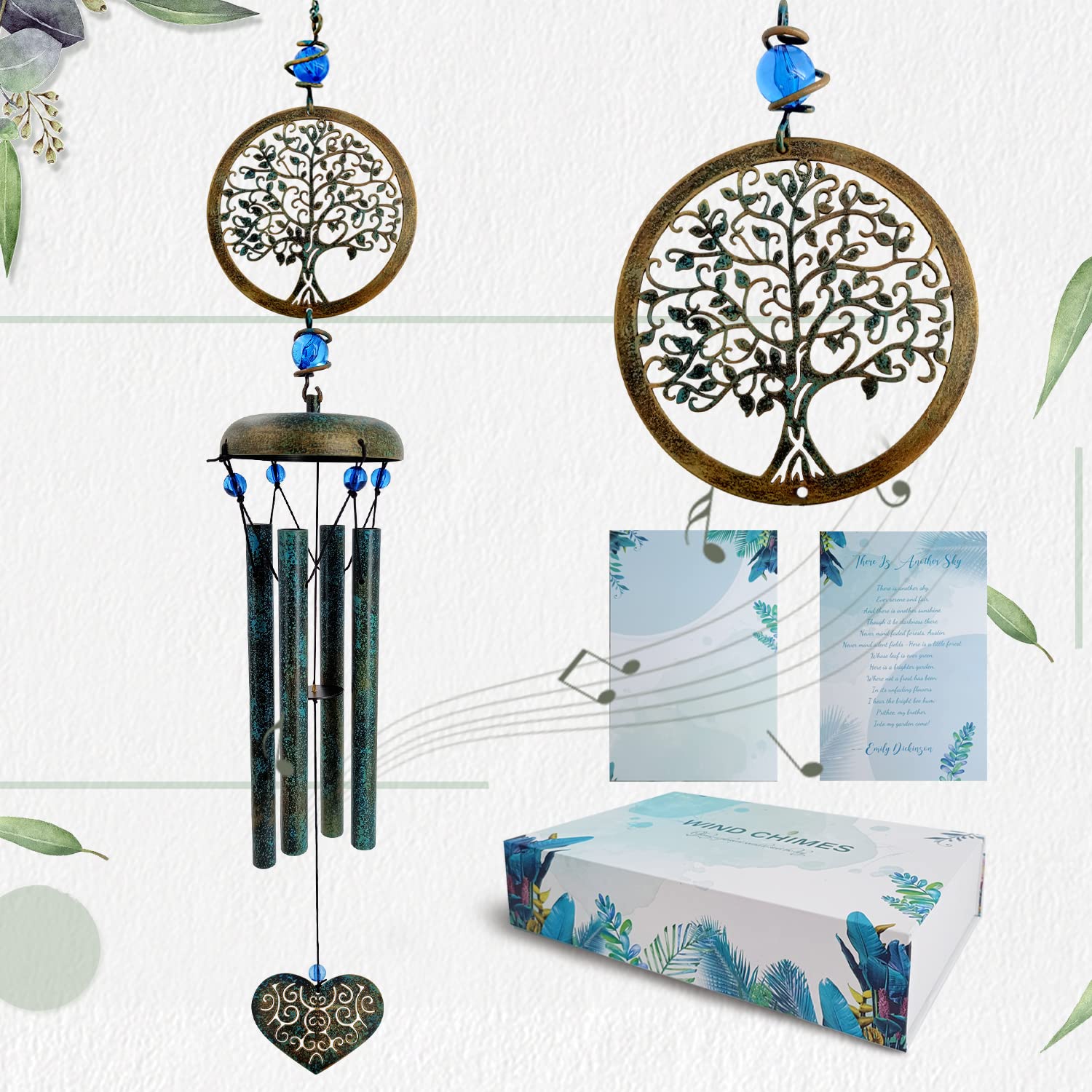 ASTARIN Wind Chimes Outside Unique Tree of Life Wind Chime All Metal Wind Chimes for Love One Gifts for Mom, Grandma, Daughter, Decoration for Home, Garden, Patio, Backyard(29”)