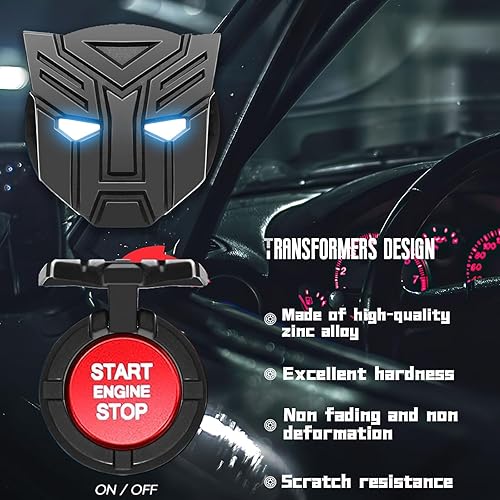 Miniatura 2 de Cubierta de botón de arranque con 2 piezas en el emblema del juego, cubierta universal para botón de arranque de motor de automóvil, calcomanías