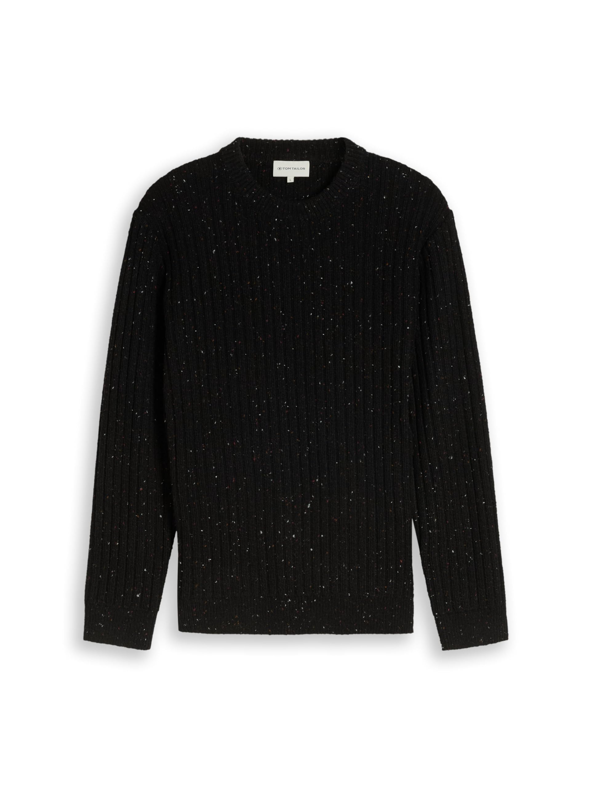 Tom Tailor GmbH Men's 1054200 Cardigan with Wool Content, 41504 - Black Tonal Neps, XL