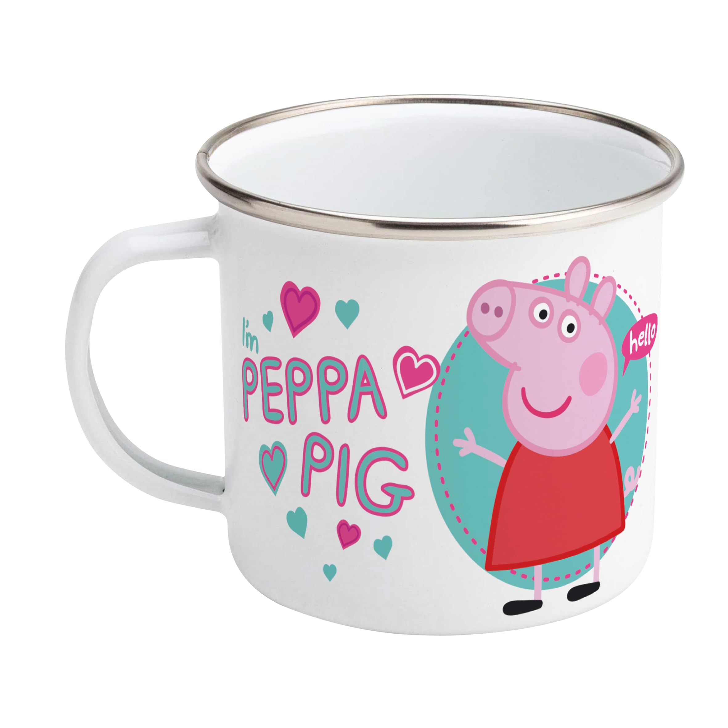 Robert Frederick Peppa Pig Enamel Mug - Time to Party Design, White