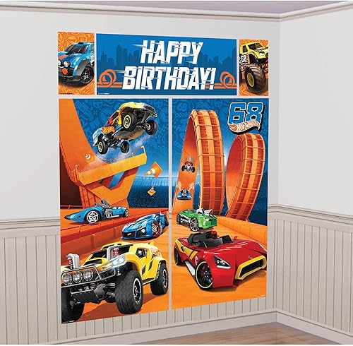 Adorable Hot Wheels Wild Racer Scene Setters Kit de decoración de pared (paquete de 5) - Diseño exclusivo y material de alta calidad - Perfecto para