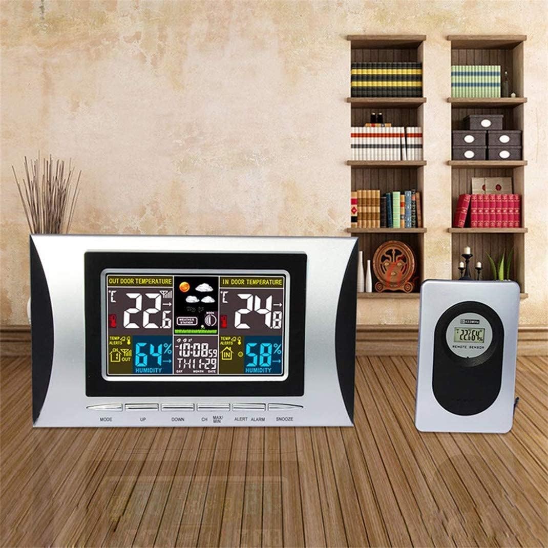 Weather Clock HD Color Screen, Indoor/Outdoor LCD Waterproof Thermo-Hygrometer Alarm Clock, Weather Forecast Alarm Clock Double Alarm