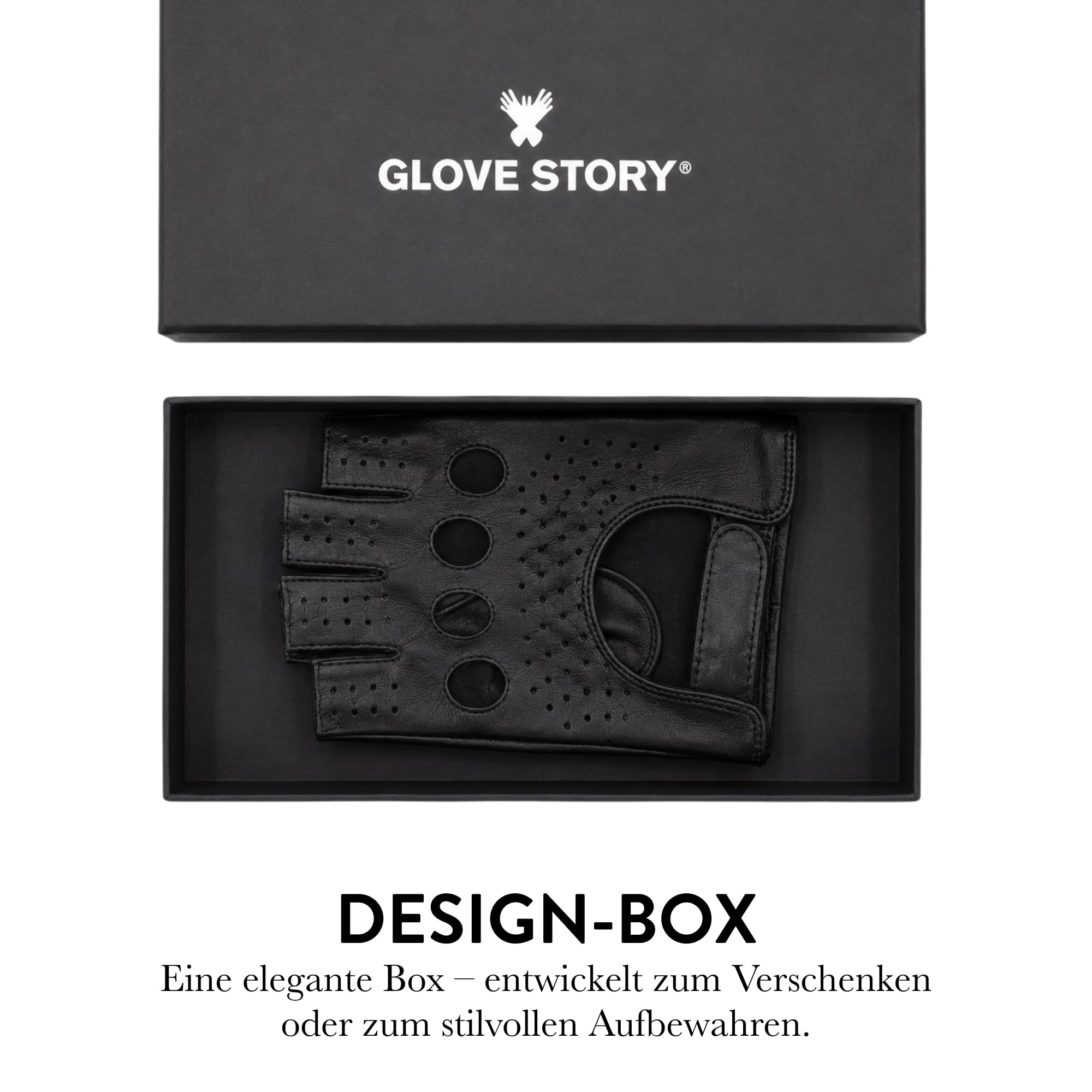 GLOVE STORY Herren-Fahrhandschuhe ohne Finger aus Lammleder Schwarz Ungefüttert | Bewegungsfreiheit & Schlanker Stil | Leichtes Accessoire für Taktile Präzision & Retro-Eleganz
