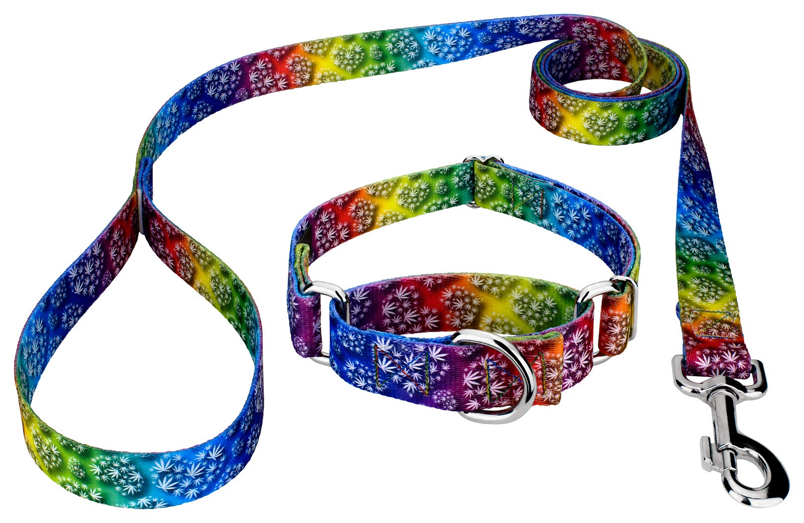 Country Brook Petz - Groovy Ganja Martingale Dog Collar and Leash - Groovy Collection with 9 Far Out Designs (1 Inch, Large)