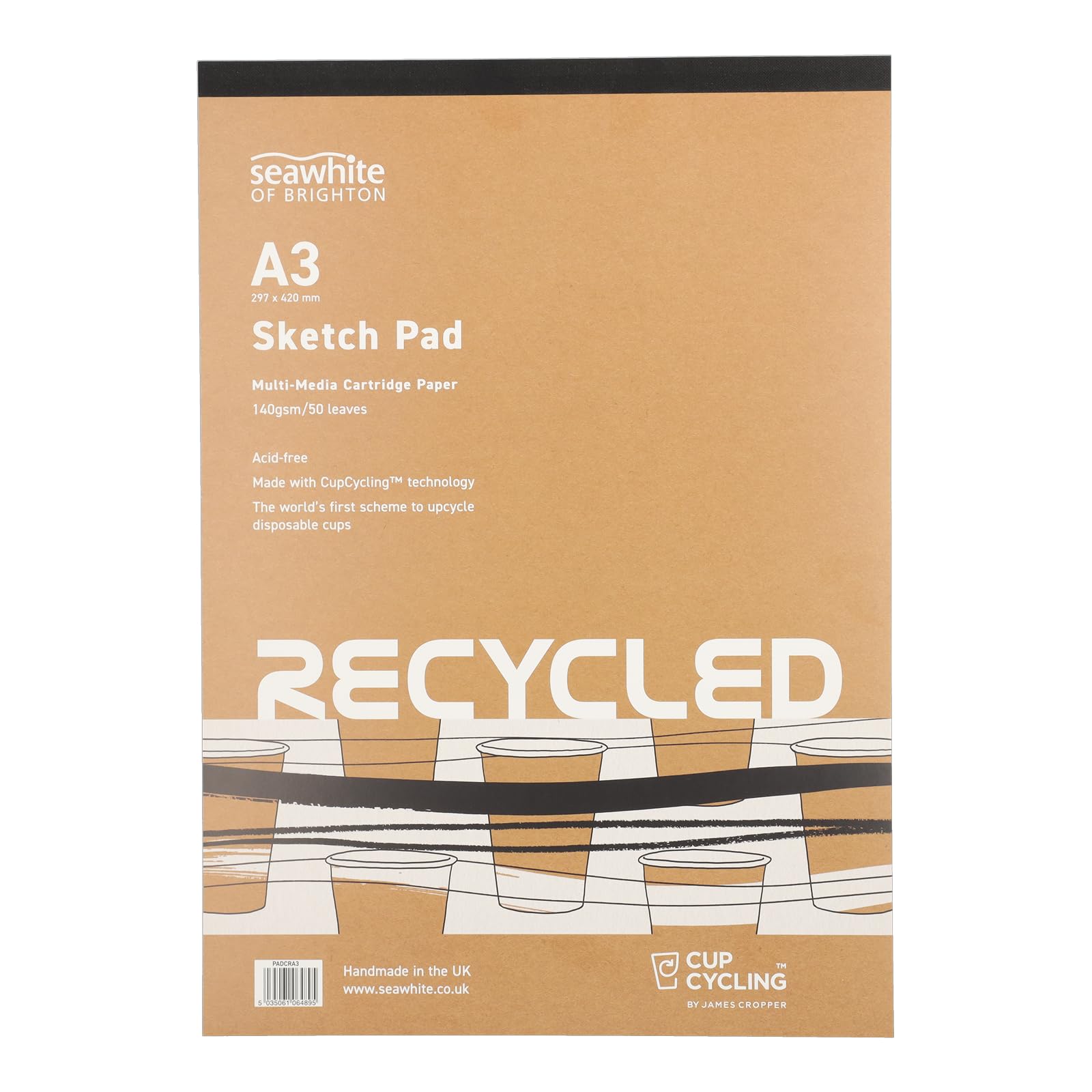 Seawhite Unisex White Sea Cupcycling Cartridge Paper Pad A3