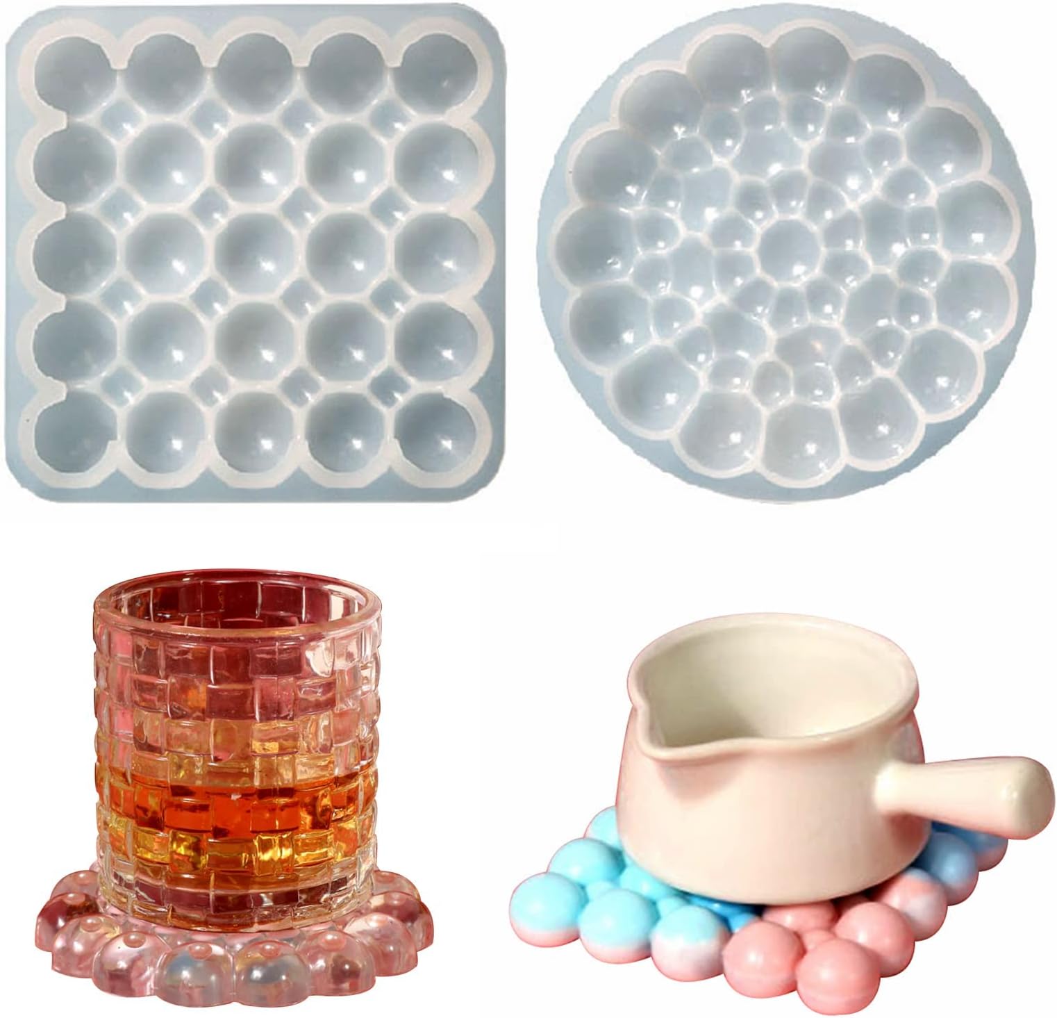 Coaster Molds for Epoxy Resin Casting Silicone Tray Coaster Mold Cute Jewelry Trinket Plate Candle Holder Mold DIY Resin Polymer Clay Art Craft Supplies Home Decor Ideal Gift