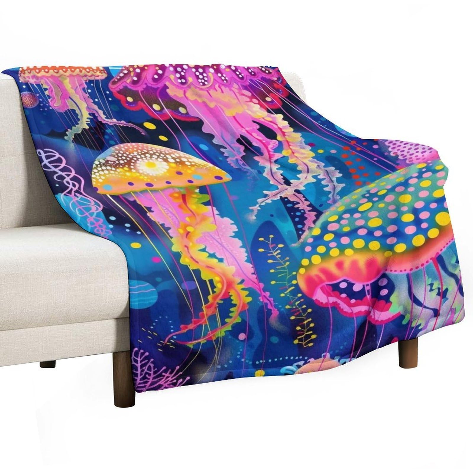 YHGSREUOH Yayoi-Kusama-Jellyfish_01 Flannel Blankets Fleece Soft Throw Lightweight Plush Gifts for Couch, Bed, Cozy Sofa Plush, Chair, Lovers 150x200cm(60x80in)